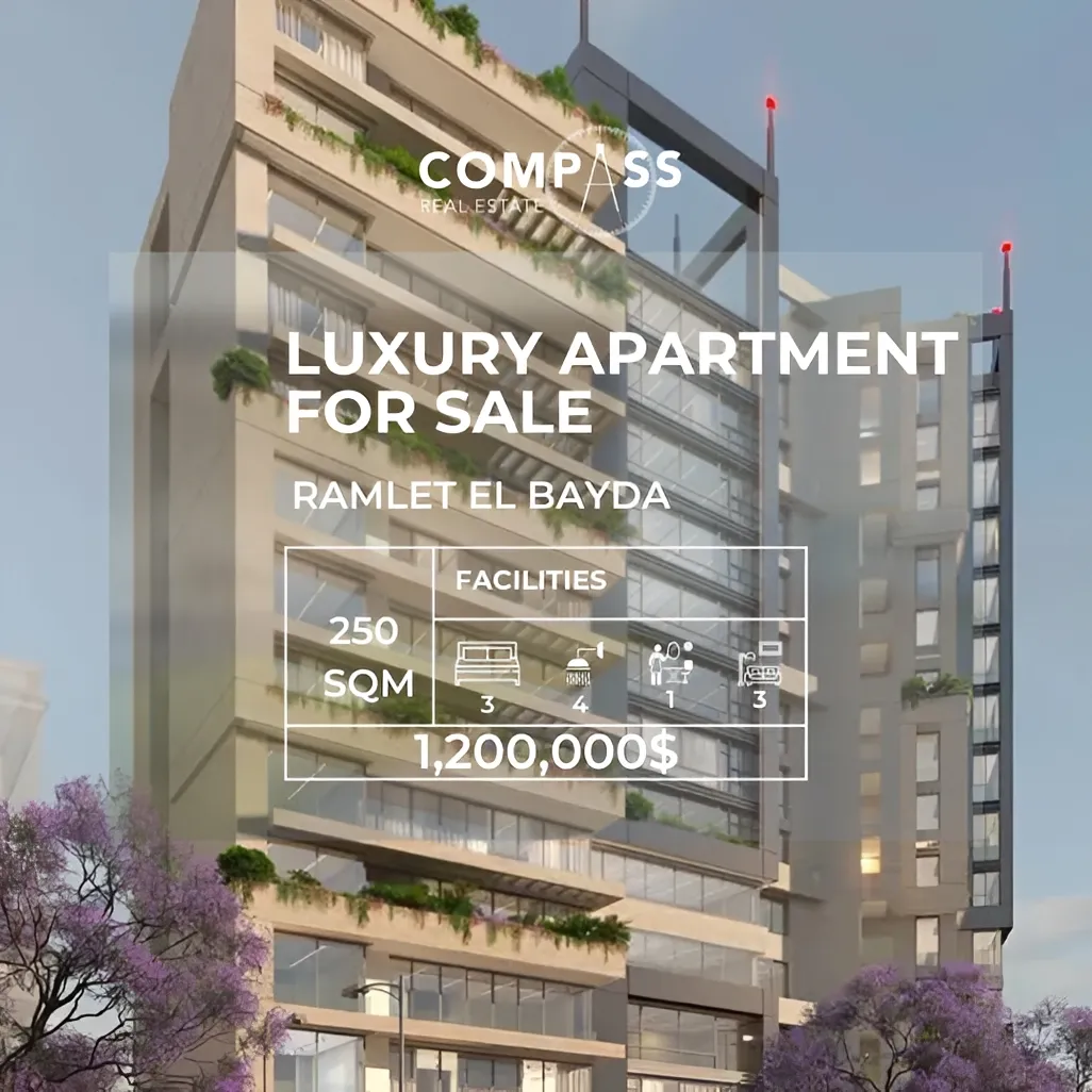 Apartment for sale in Ramlet El Baida, Bayrut, Lebanon - 3 bed, 4 bath