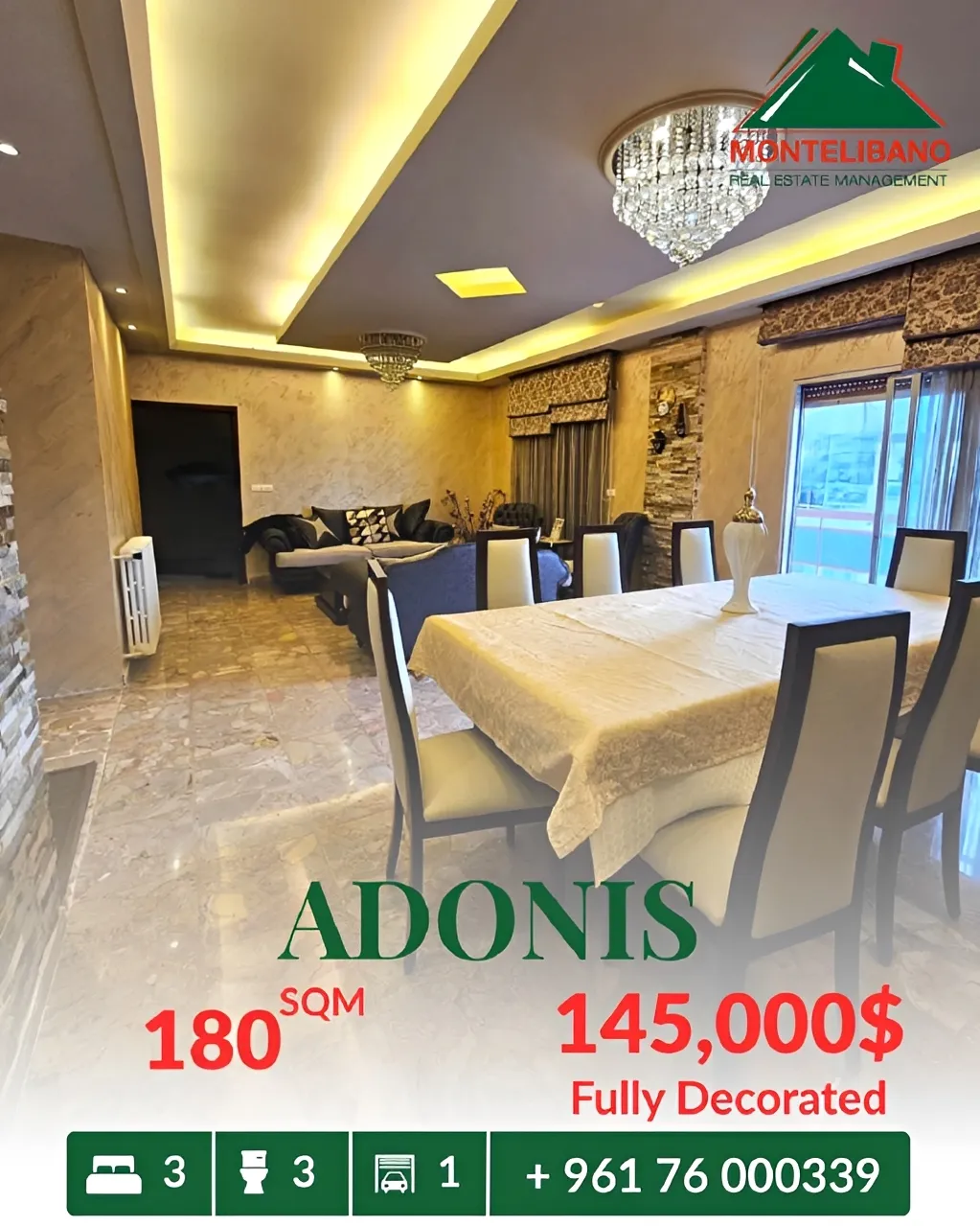 Apartment for sale in Adonis, Lebanon - 3 bed, 3 bath