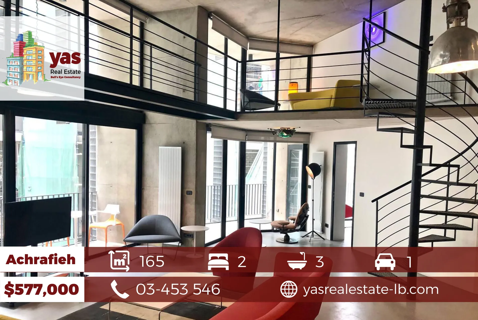 Apartment for Sale in Achrafieh - 2 bed, 3 bath