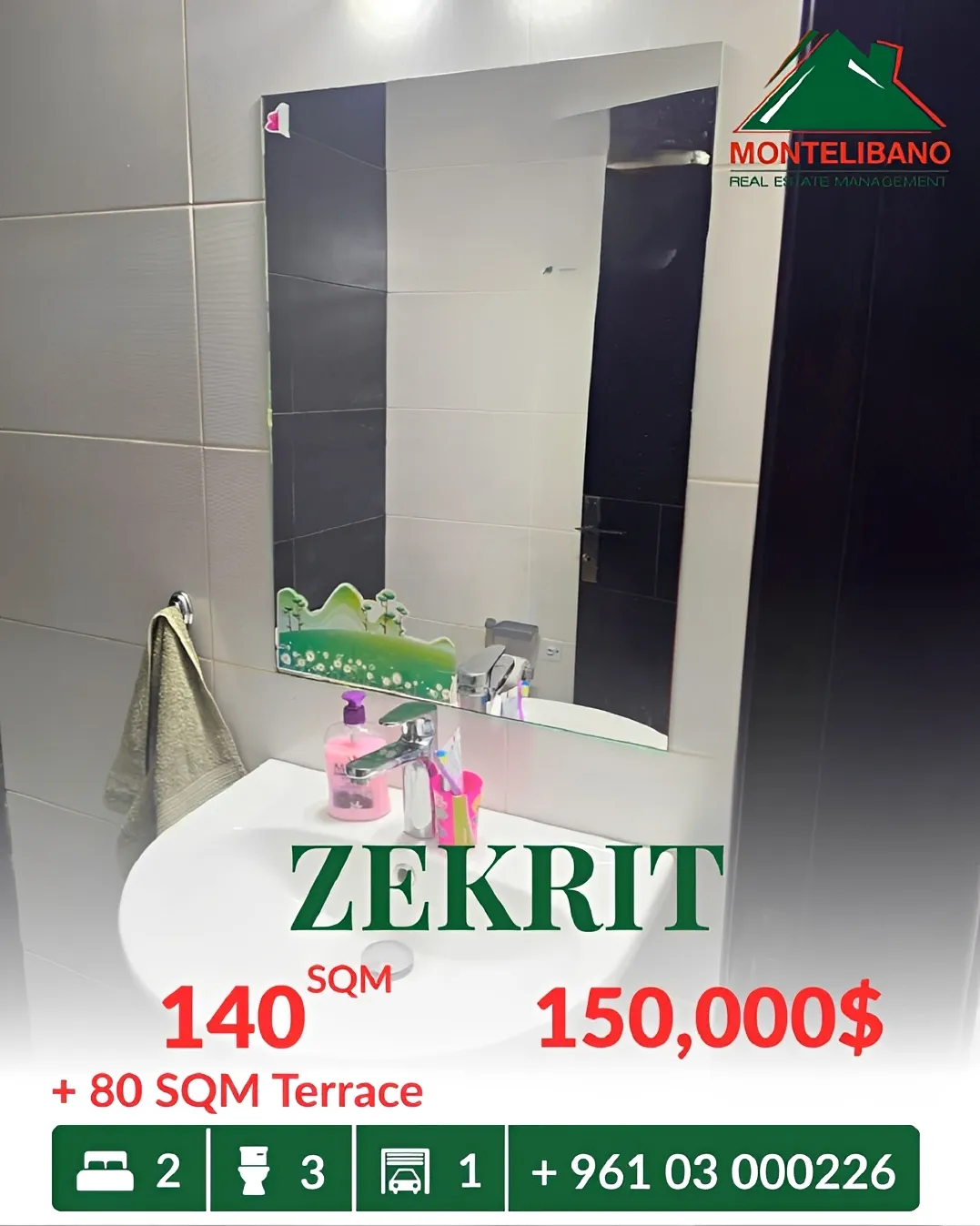 Apartment for sale in Zikrit, Lebanon