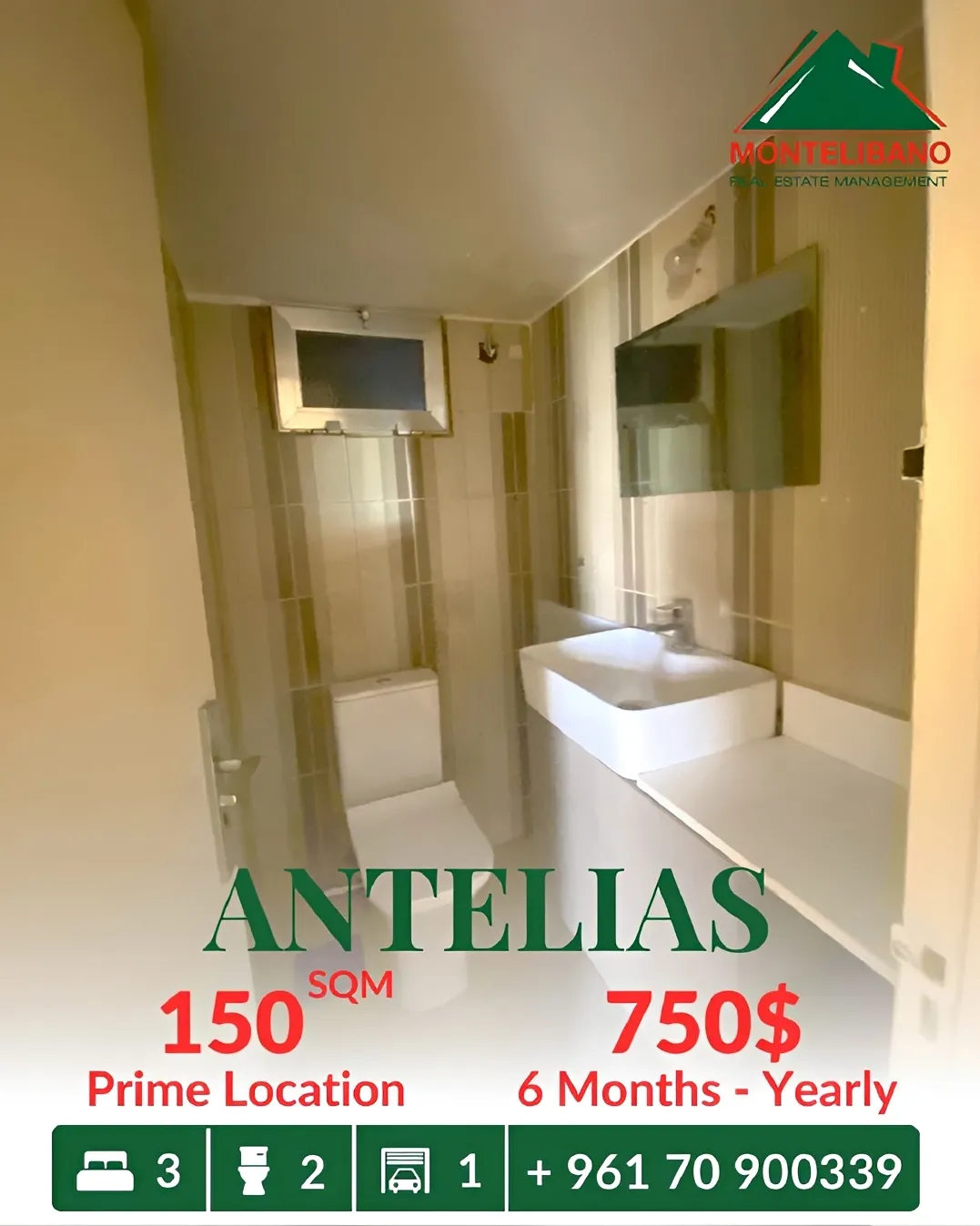 Apartment for rent in Antelias, Lebanon