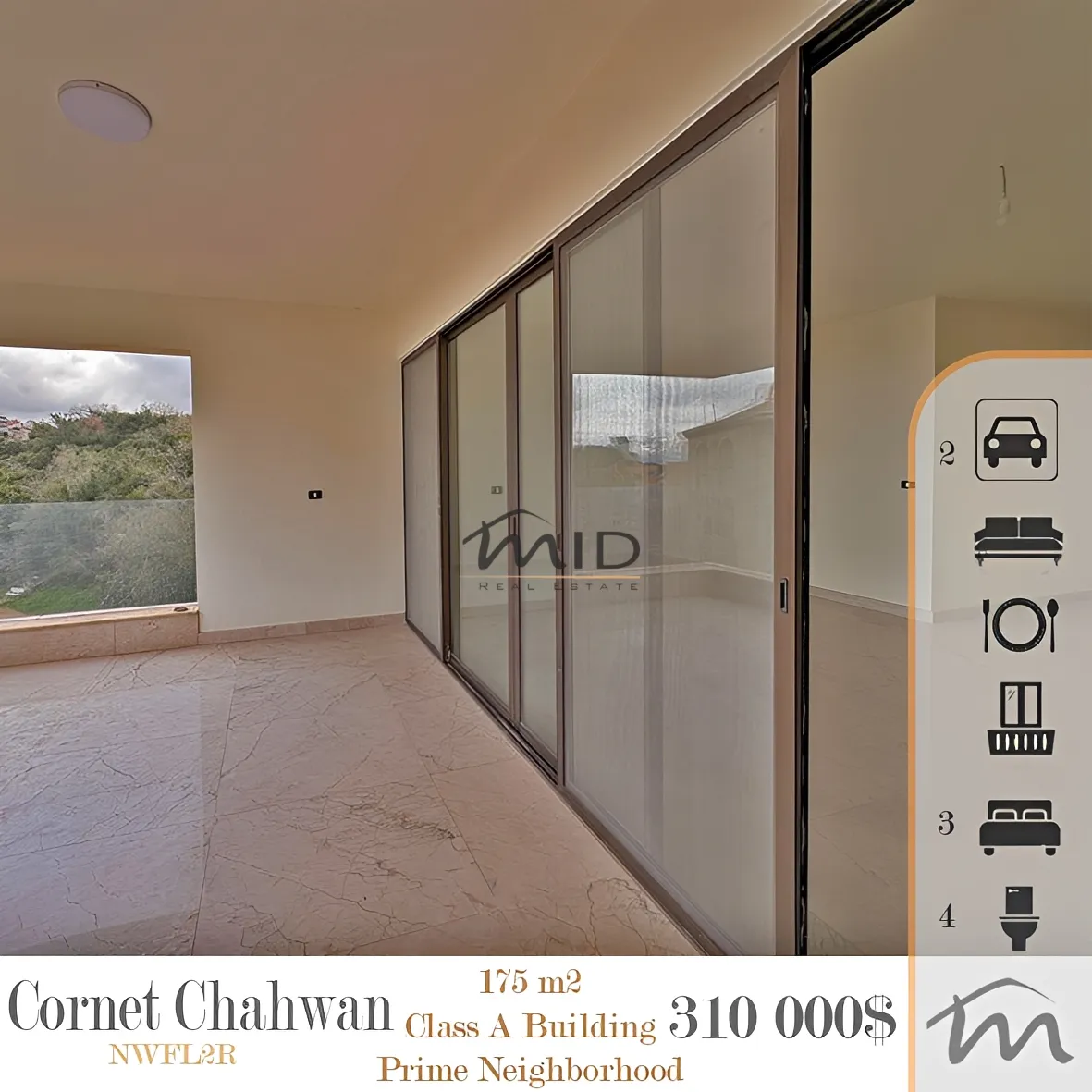 Apartment for sale in Cornet chahwan, lebanon - 3 bed, 4.0 bath