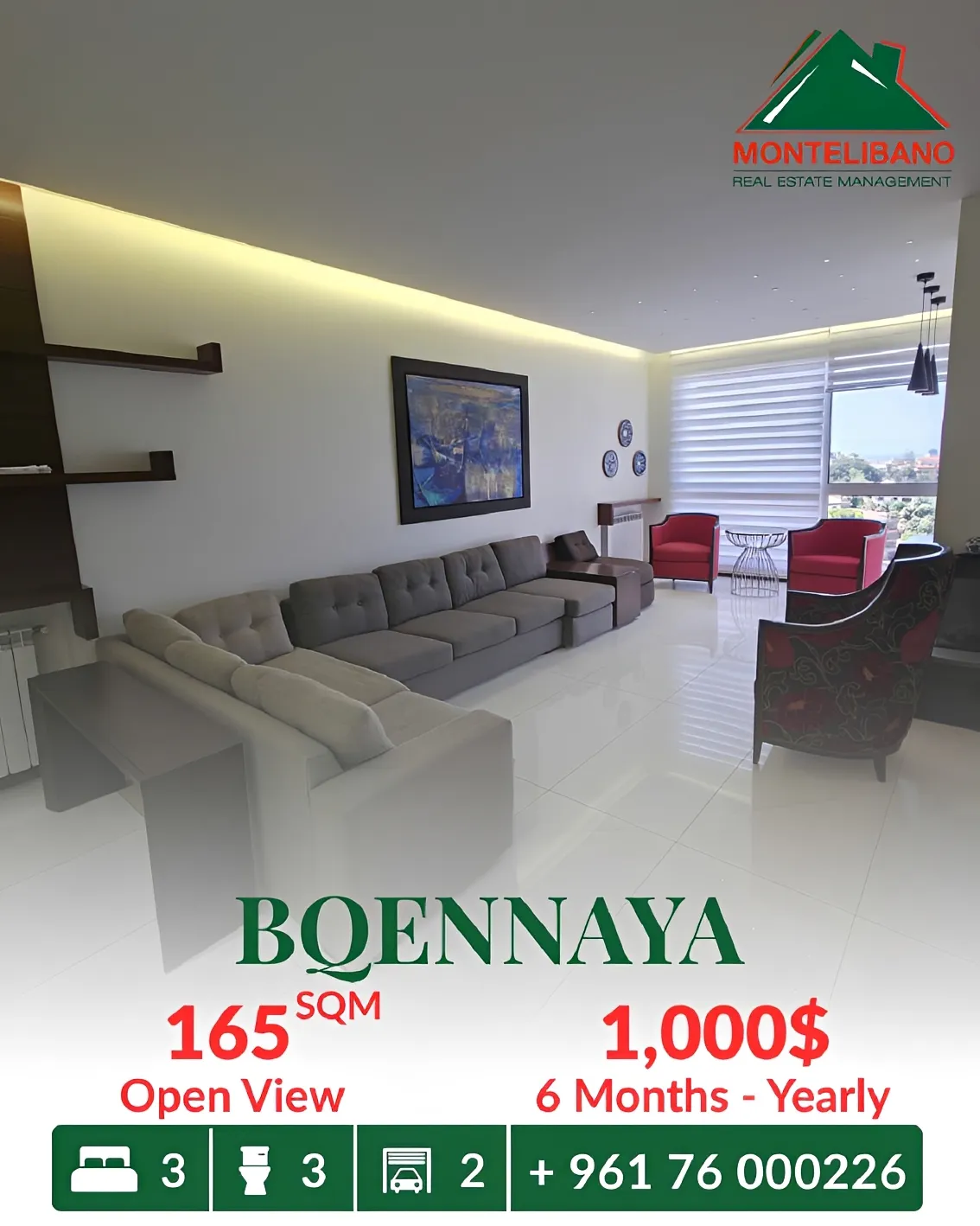 Apartment for rent in Bqennaya, Lebanon