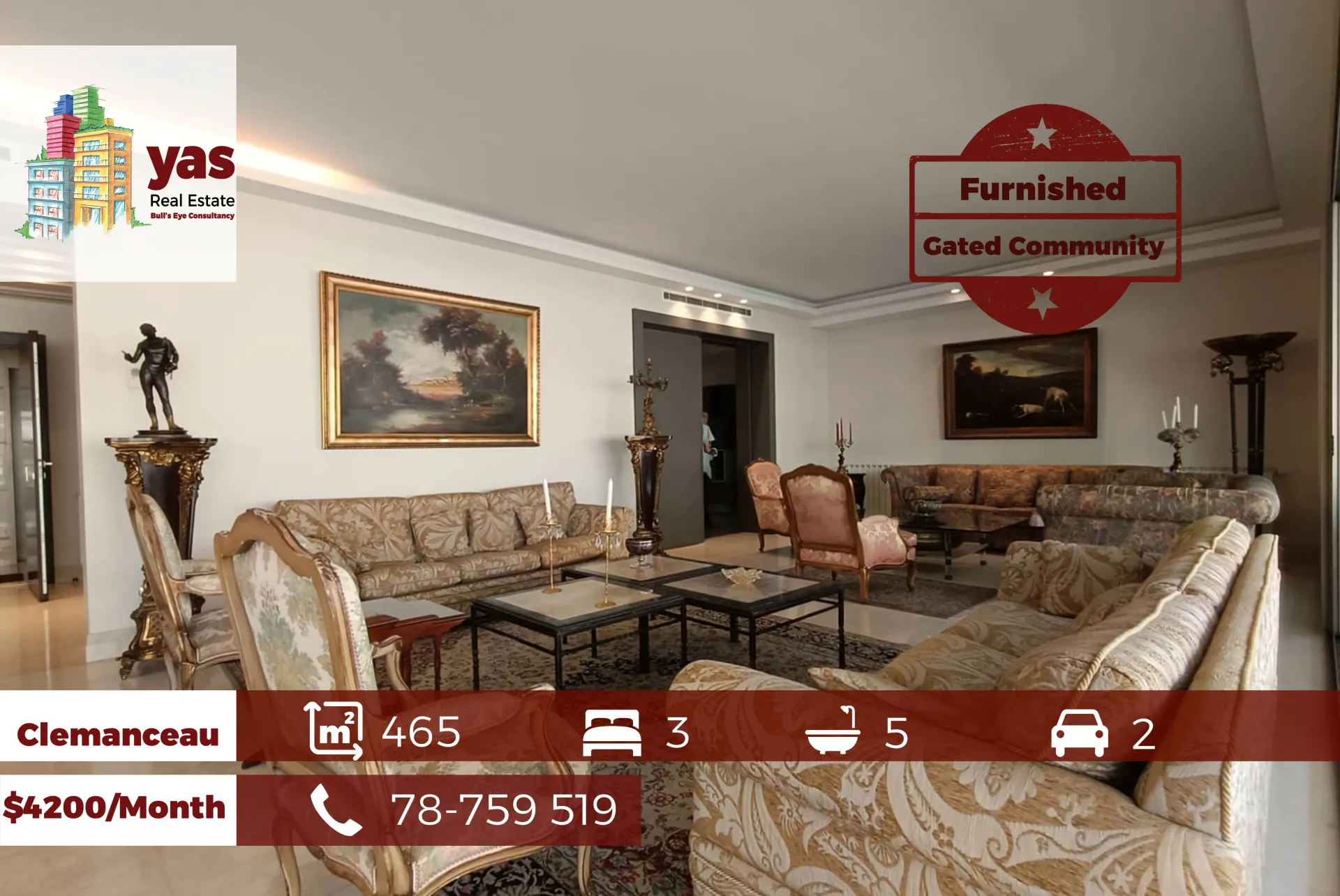 Apartment for Rent in Clemenceau - 3 bed, 5 bath