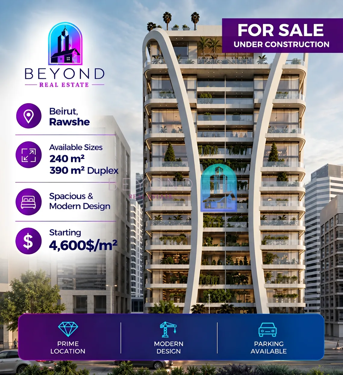 Apartment for sale in Raoucheh