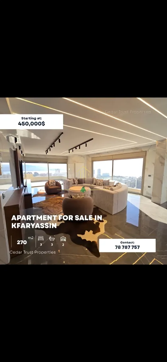 Apartment for Sale in Kfar Yassine, Lebanon - 3 bed, 3 bath