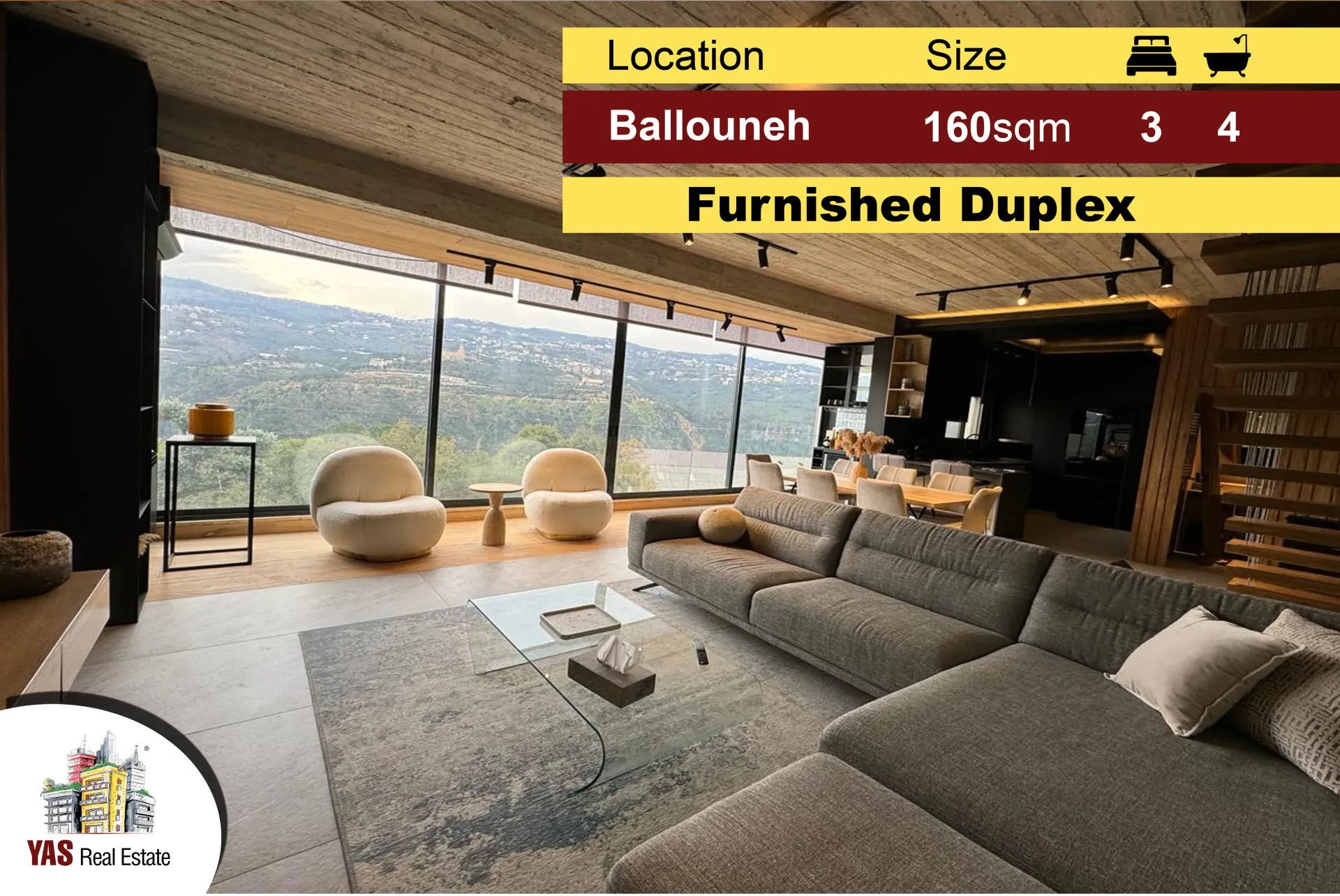 Apartment for Sale in Ballouneh - 3 bed, 4 bath