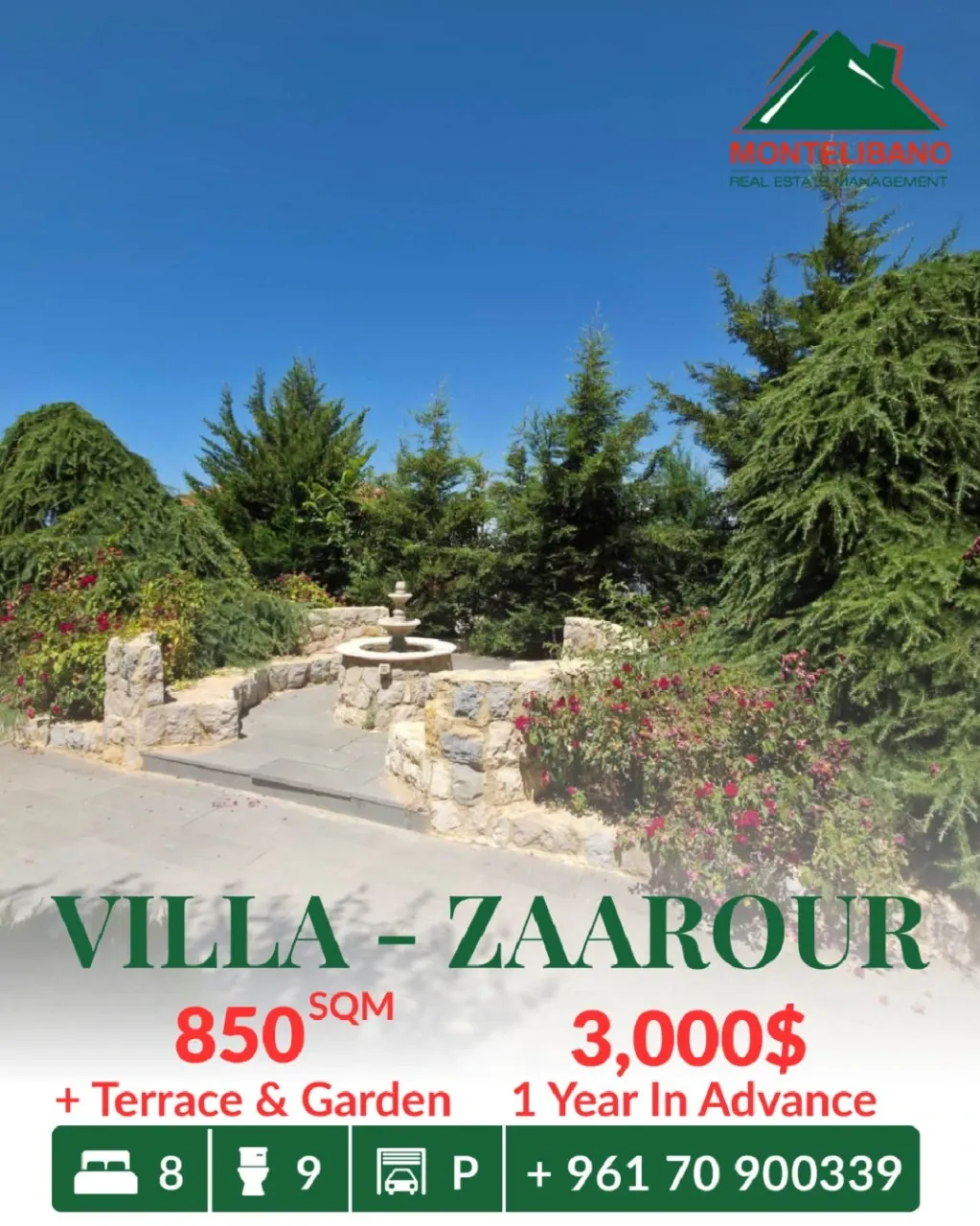 Villa for rent in Zaarour, Lebanon, Lebanon - 8 bed, 9 bath