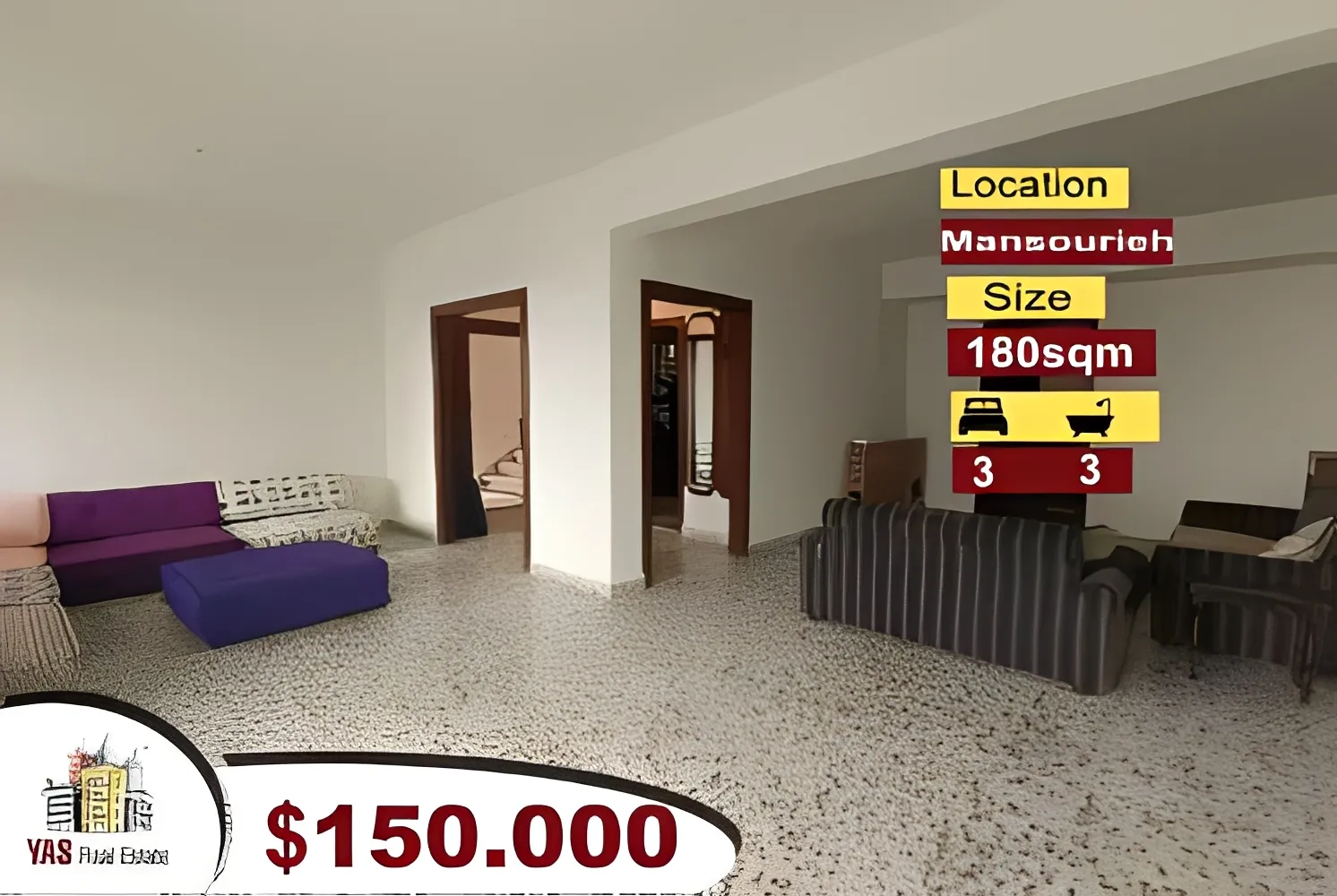 Apartment for Sale in Mansourieh - 3 bed, 3 bath