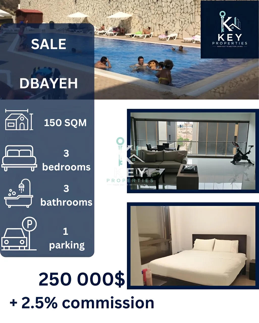 Apartment for sale in Dbayeh, Lebanon - 3 bed, 3 bath