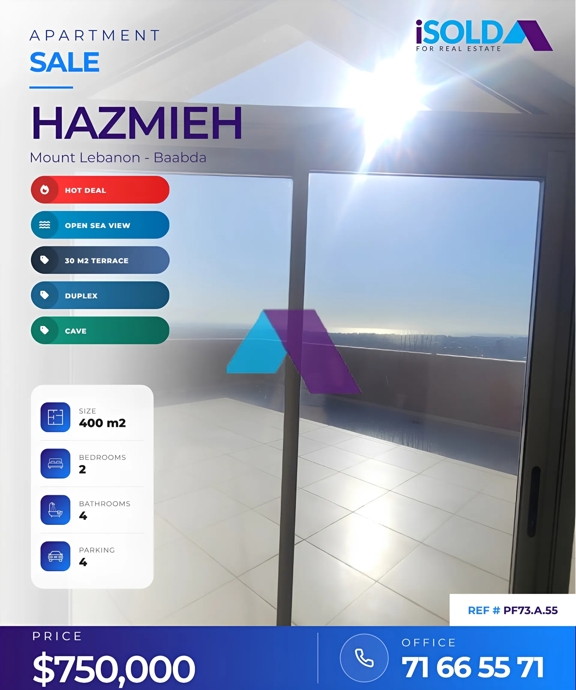 Duplex for sale in Hazmieh, Lebanon - 2 bed, 4 bath