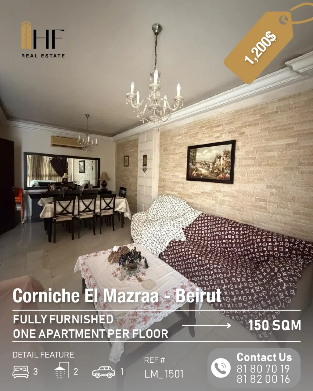 Apartment for rent in Corniche el Mazraa