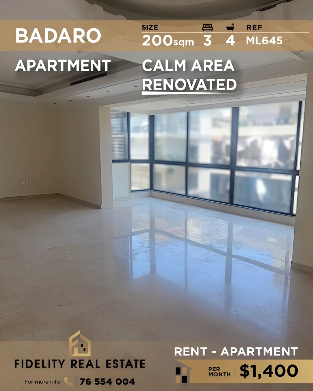Apartment for rent in Badaro, Beirut, Lebanon