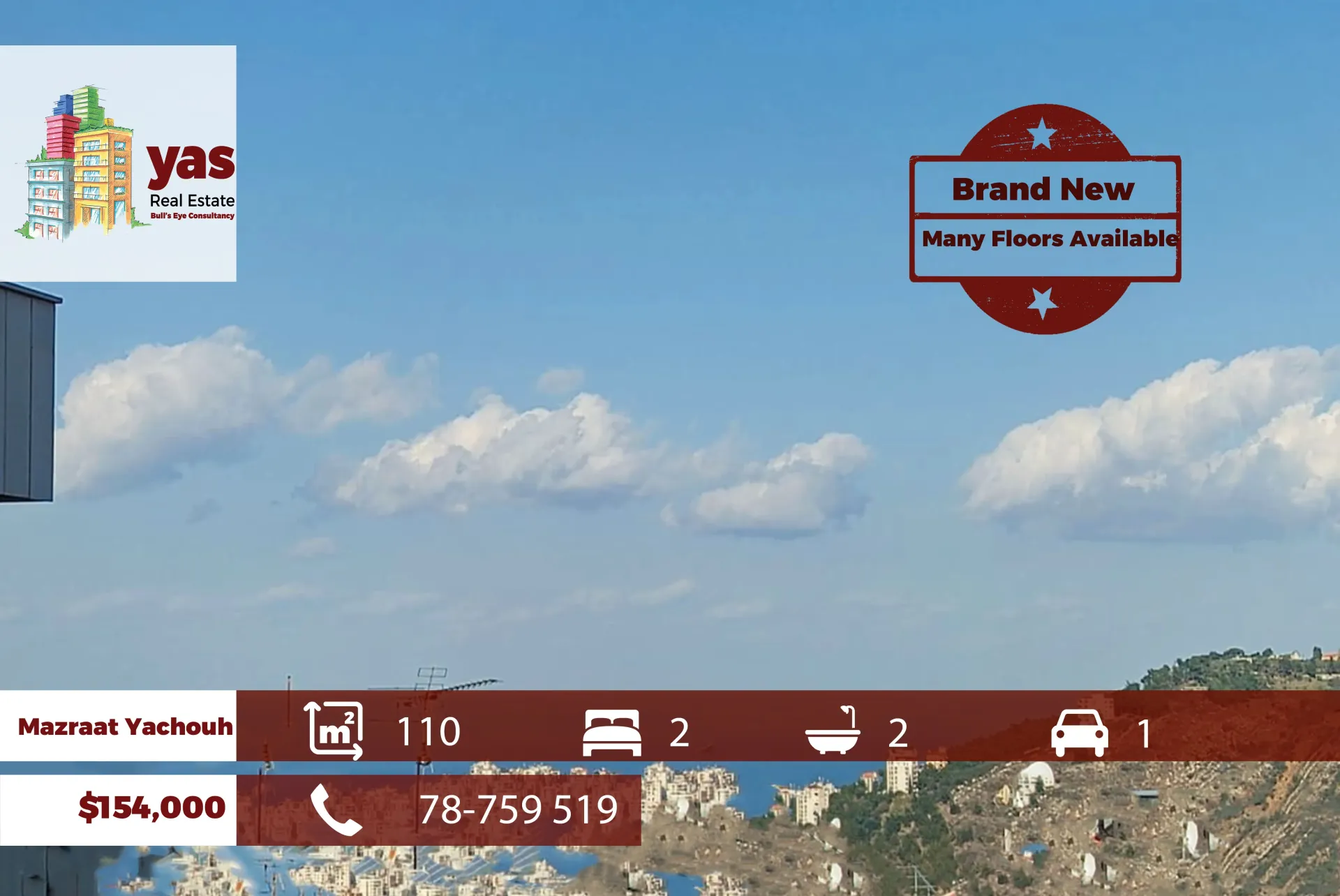Apartment for Sale in Mazraat Yachou - 2 bed, 2 bath
