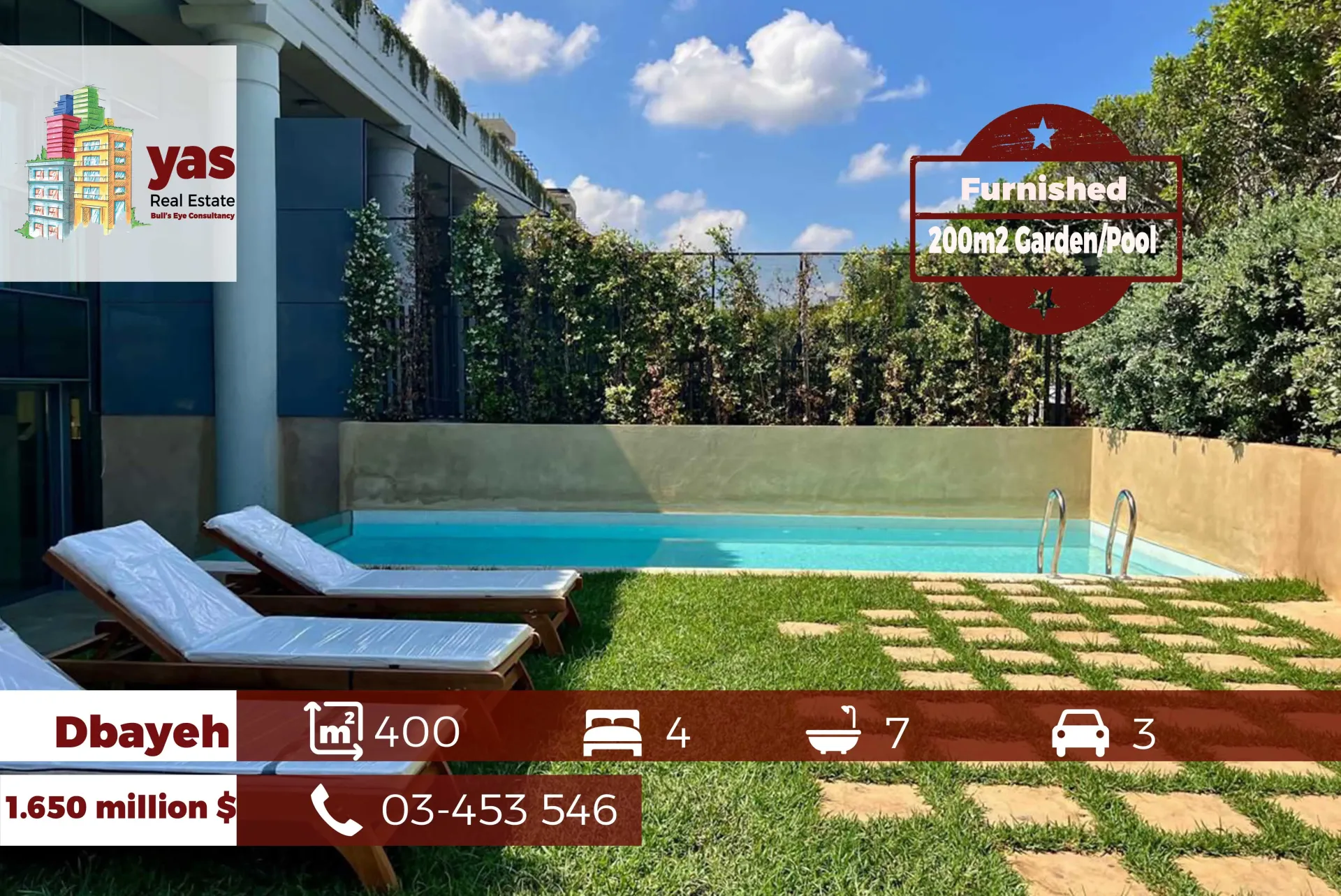 Apartment for Sale in Dbayeh - 4 bed, 7 bath