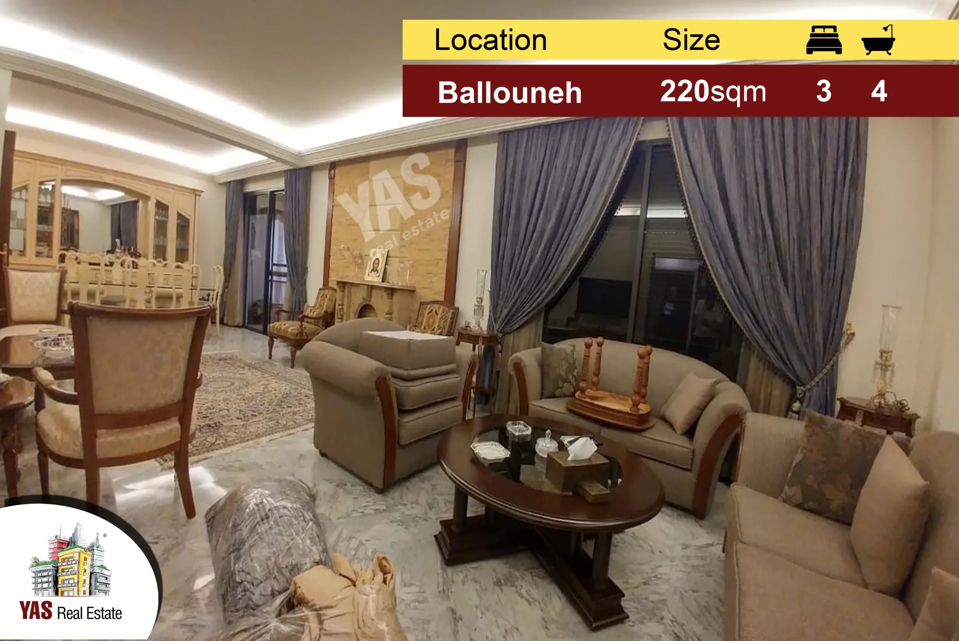 Apartment for Sale in Ballouneh - 3 bed, 4 bath