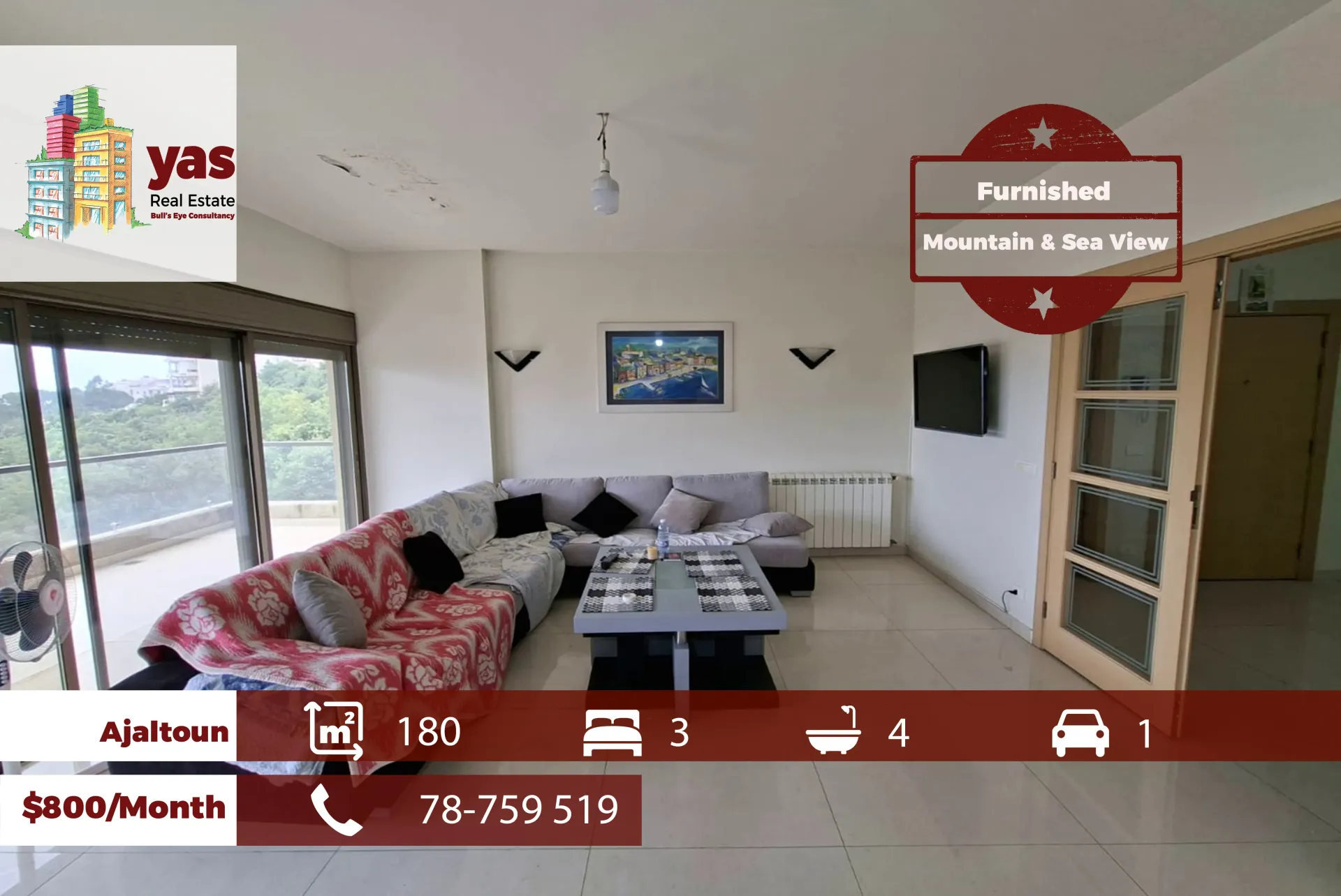 Apartment for Rent in Ajaltoun - 3 bed, 4 bath