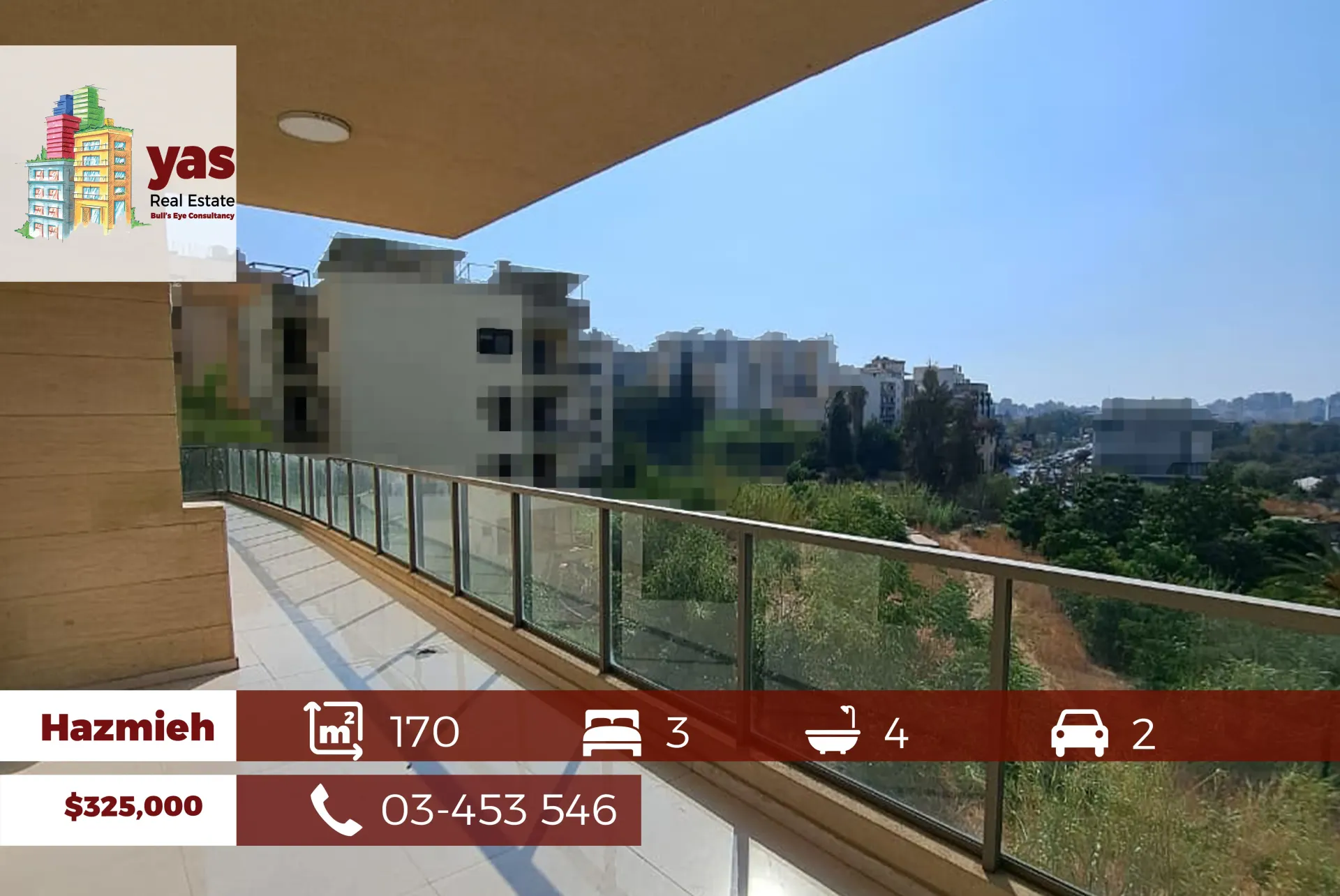 Apartment for Sale in Hazmieh - 3 bed, 4 bath