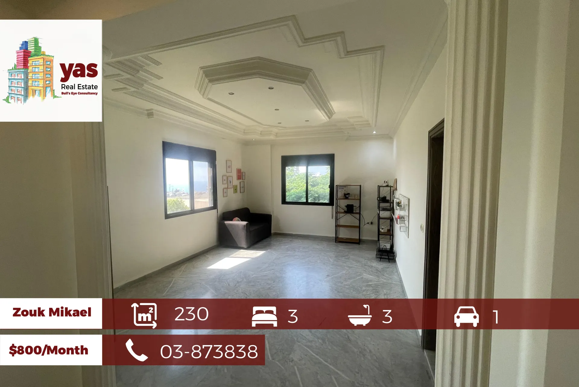 Apartment for Rent in Zouk Mikael - 3 bed, 3 bath
