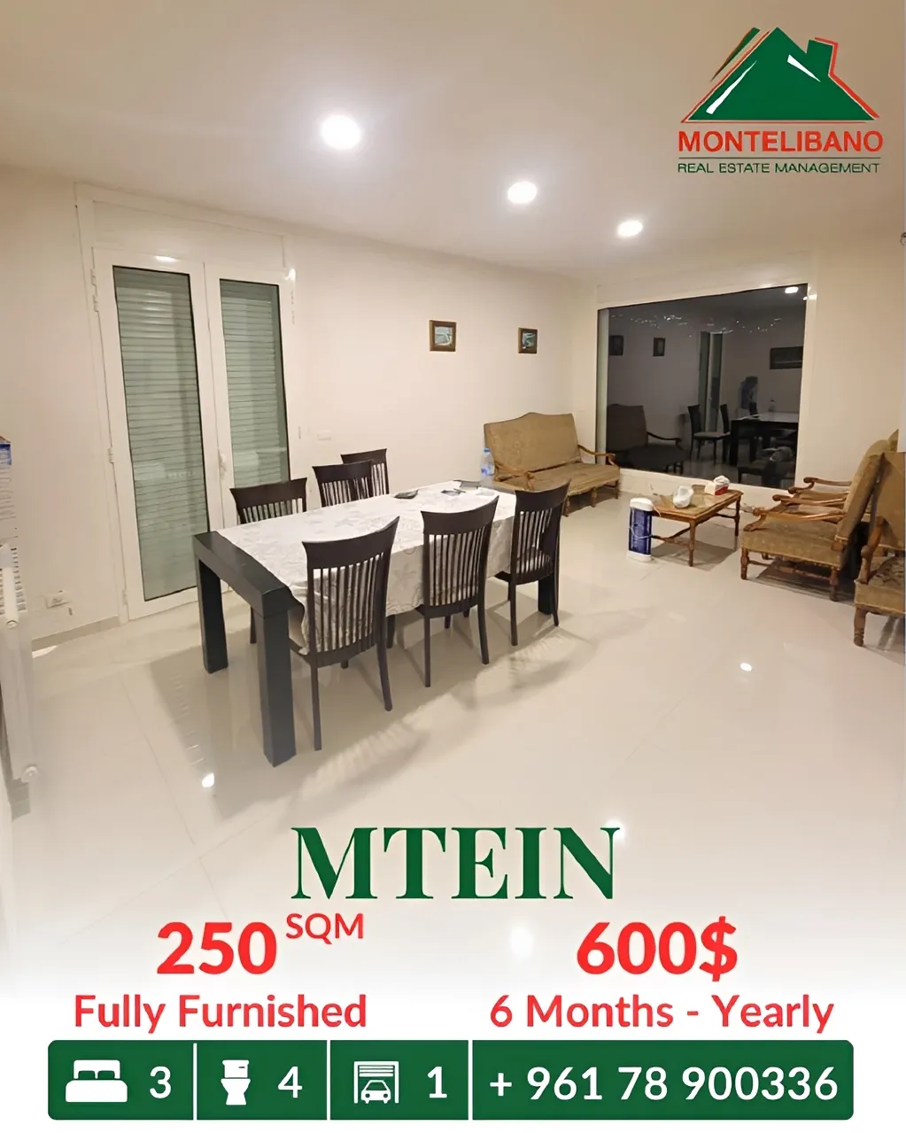 Apartment for rent in Mtein, Lebanon