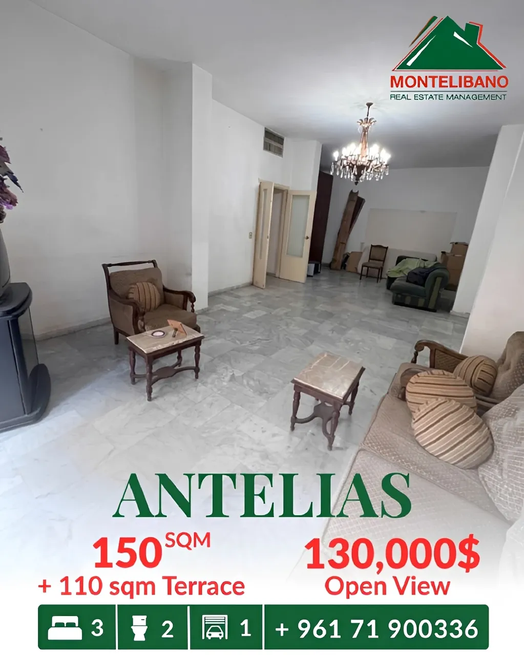 Apartment for sale in Antelias, Lebanon - 3 bed, 2 bath