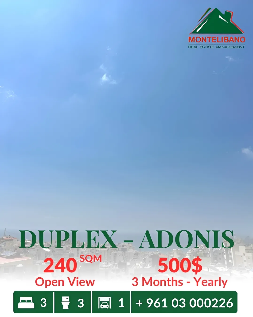 Apartment for rent in Adonis, Lebanon - 3 bed, 3 bath