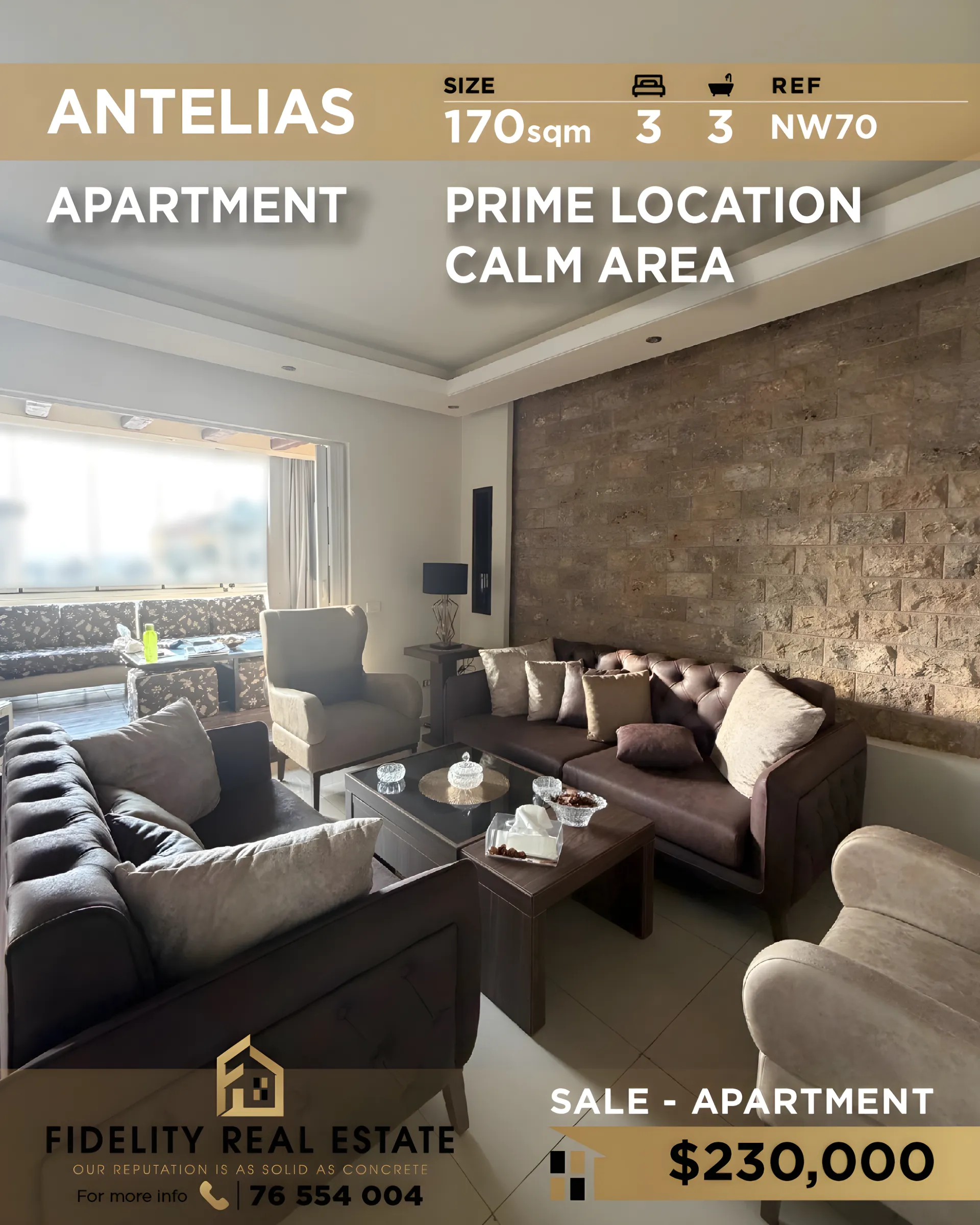 Apartment for sale in Antelias, Lebanon - 3 bed, 3 bath