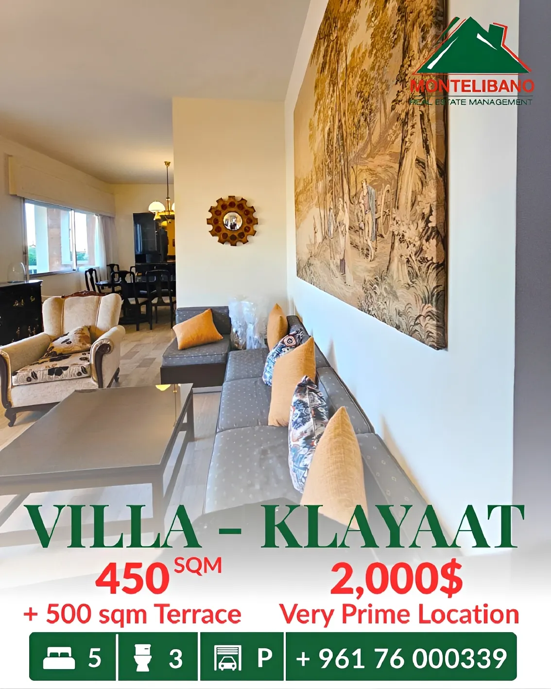 Villa for rent in Qlayaat, Lebanon