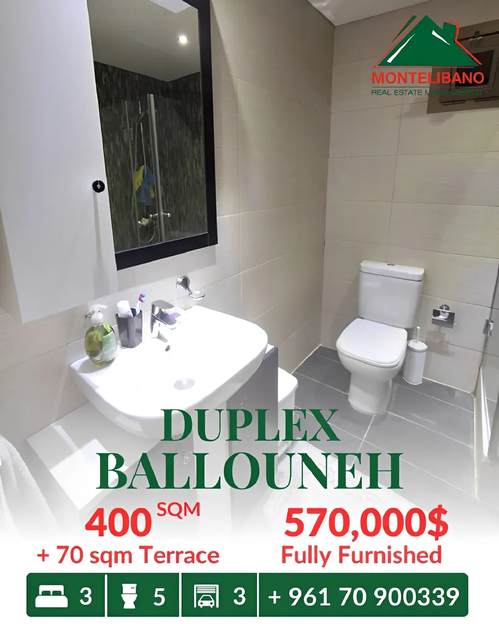 Duplex for sale in Ballouneh, Lebanon