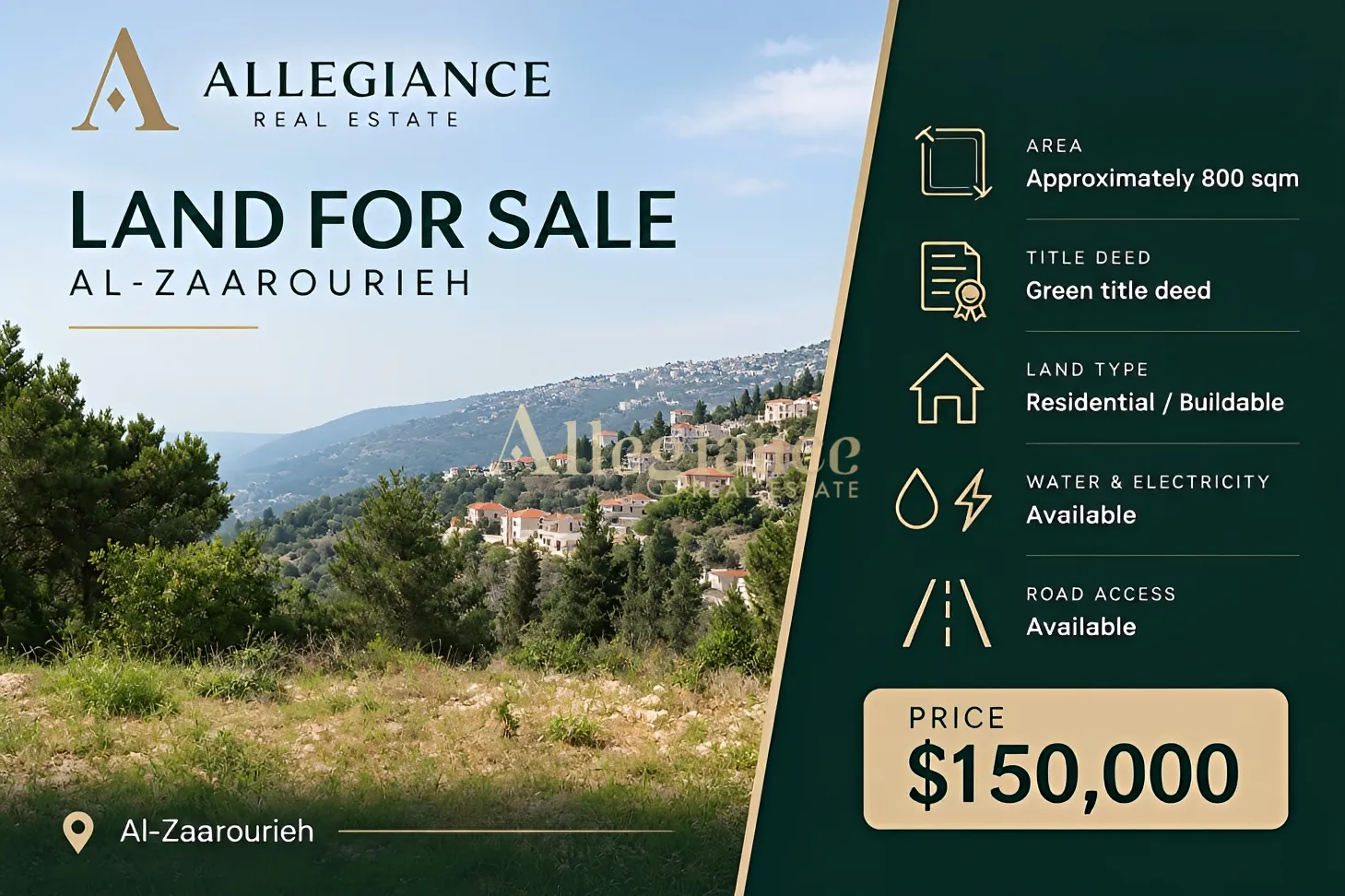 Residential Land for sale in Zaarouriyeh