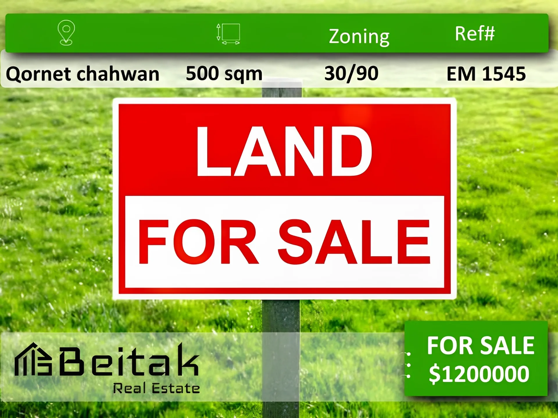 Land for sale in Cornet Chahwan, Lebanon