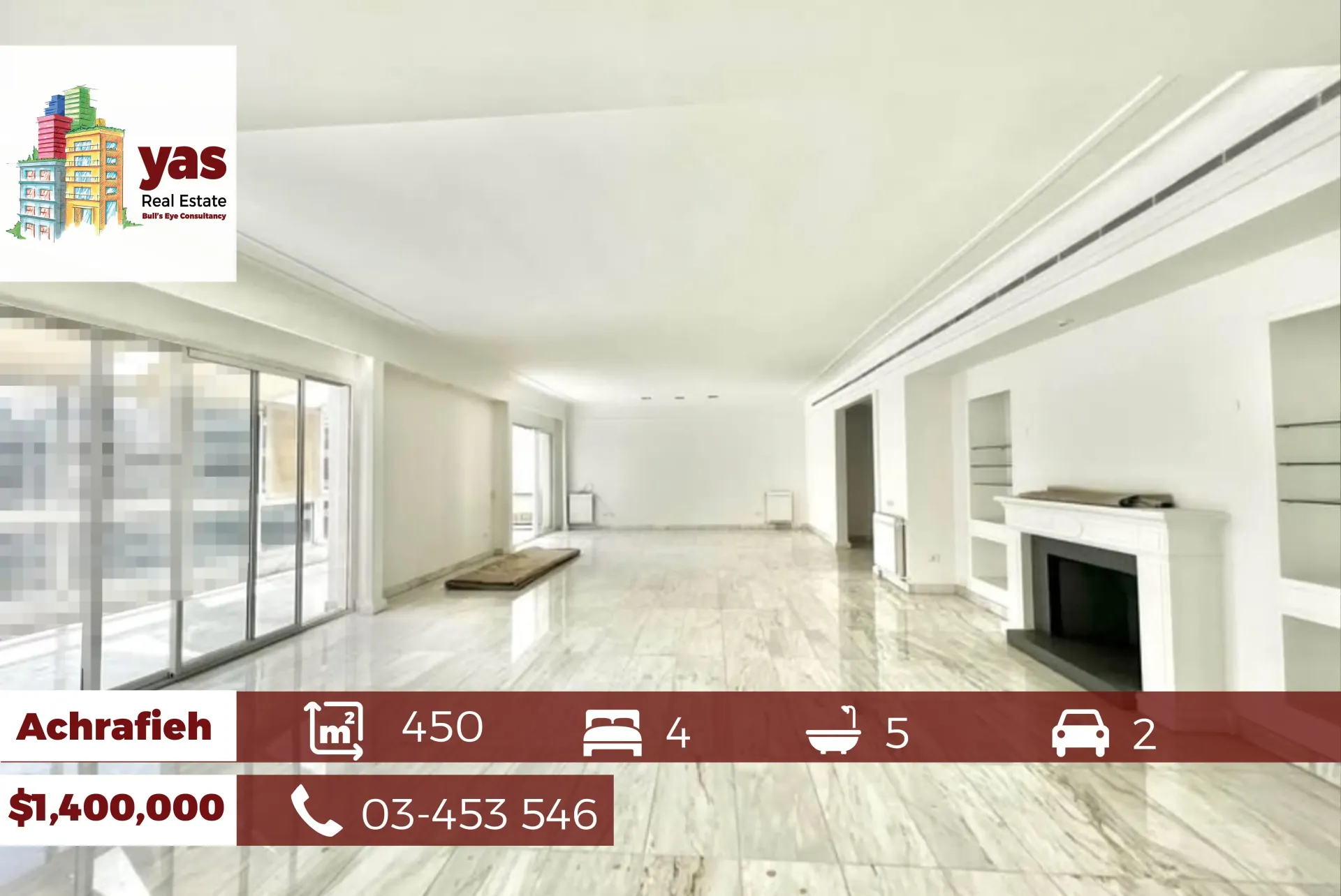 Apartment for Sale in Achrafieh - 4 bed, 5 bath