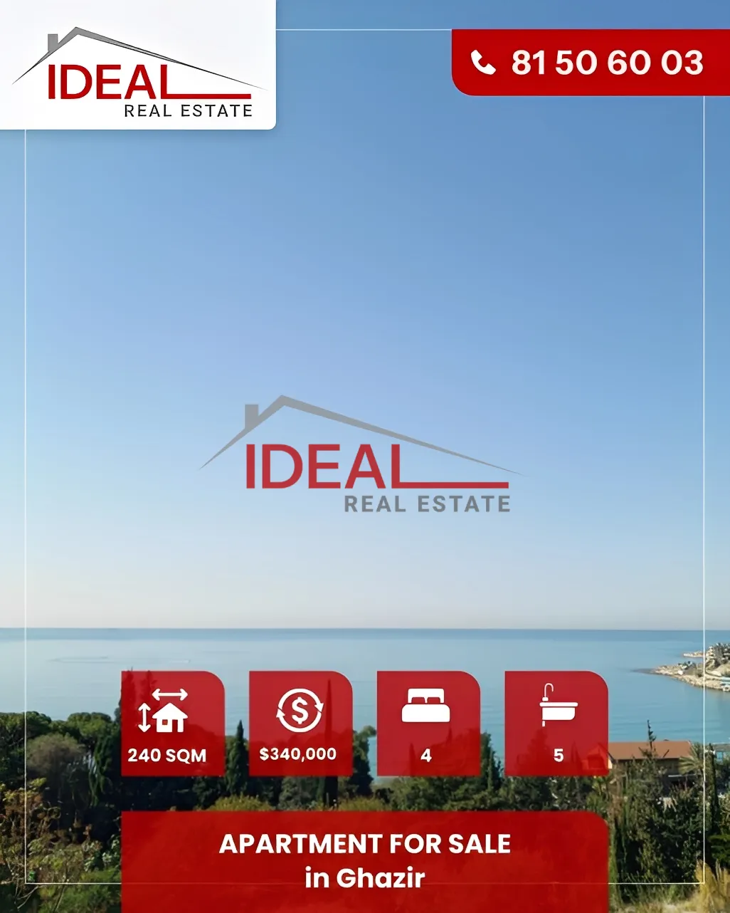 Apartment for Sale in Ghazir, Lebanon - 4 bed, 5 bath