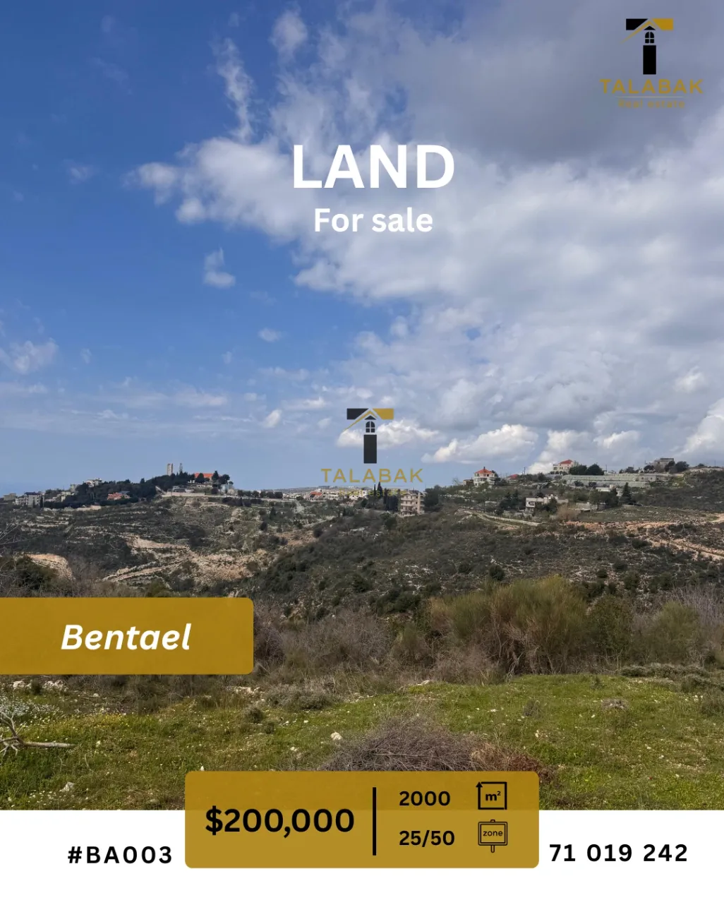 Residential Land for sale in Bentael, Lebanon