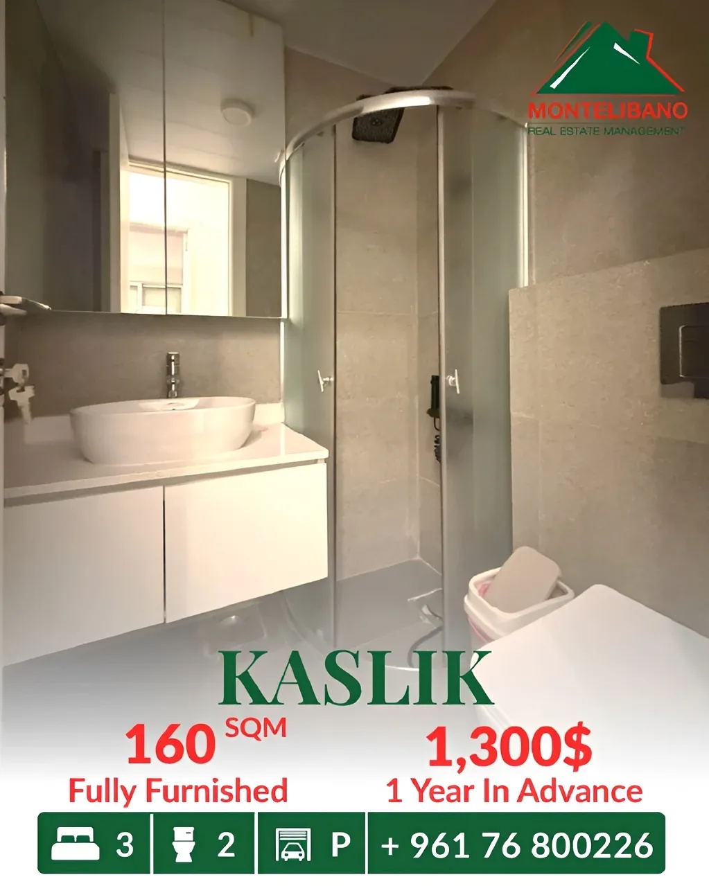 Apartment for rent in Kaslik