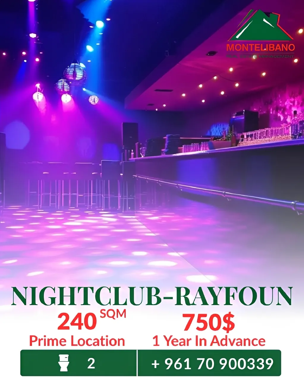 Restaurant for rent in Rayfoun
