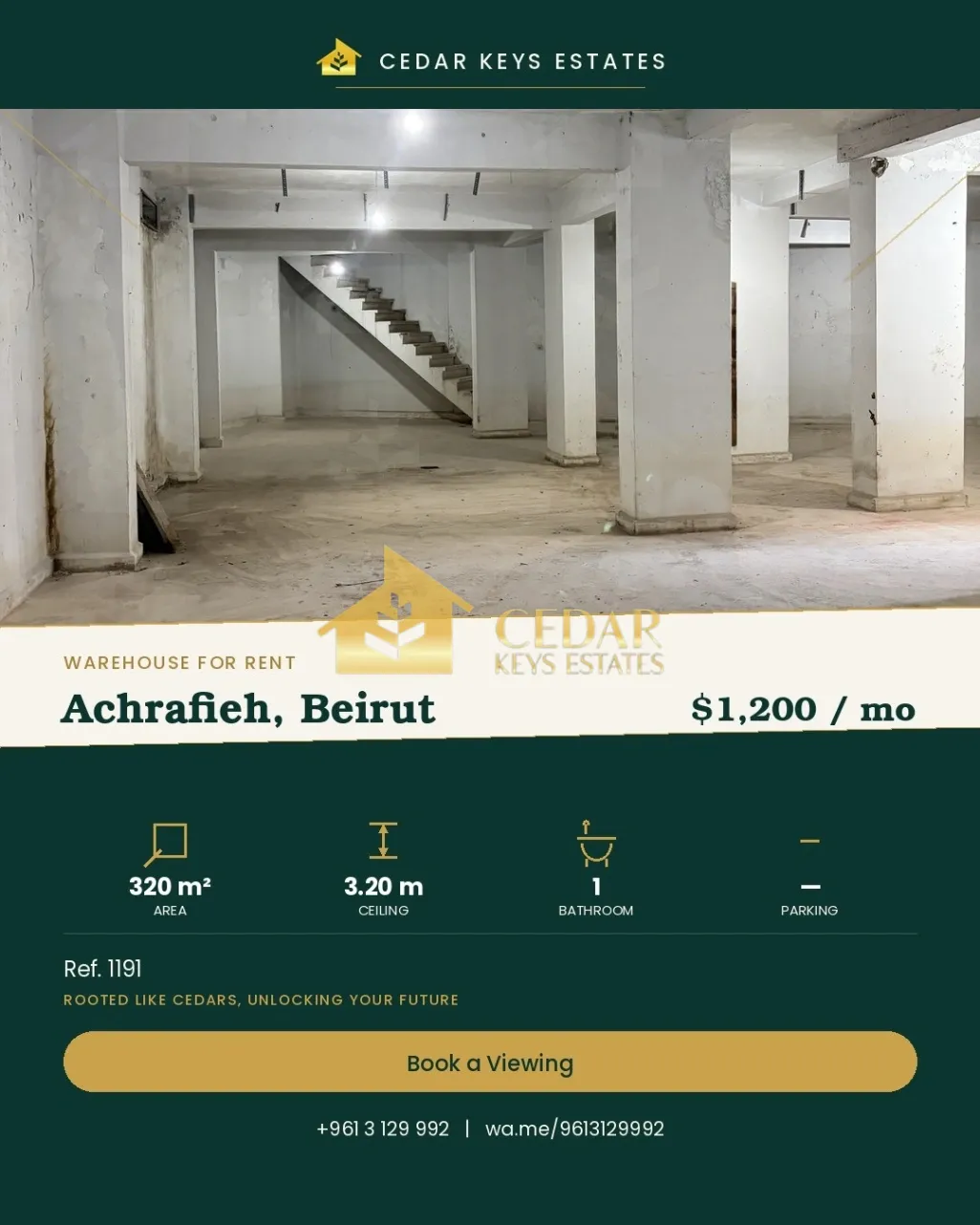 Warehouse for rent in Achrafieh, Beirut, Lebanon