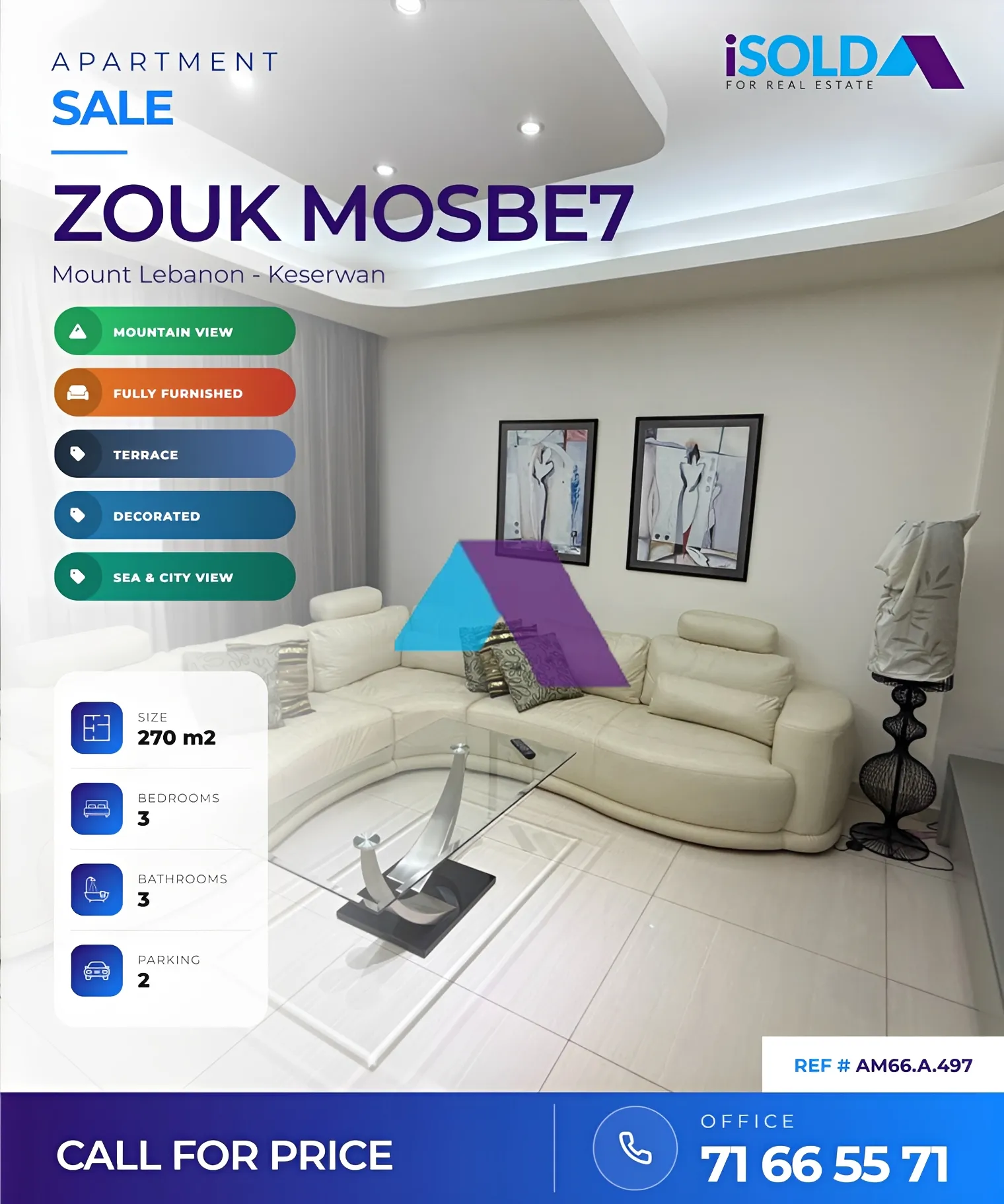 Apartment for sale in Zouk Mosbeh