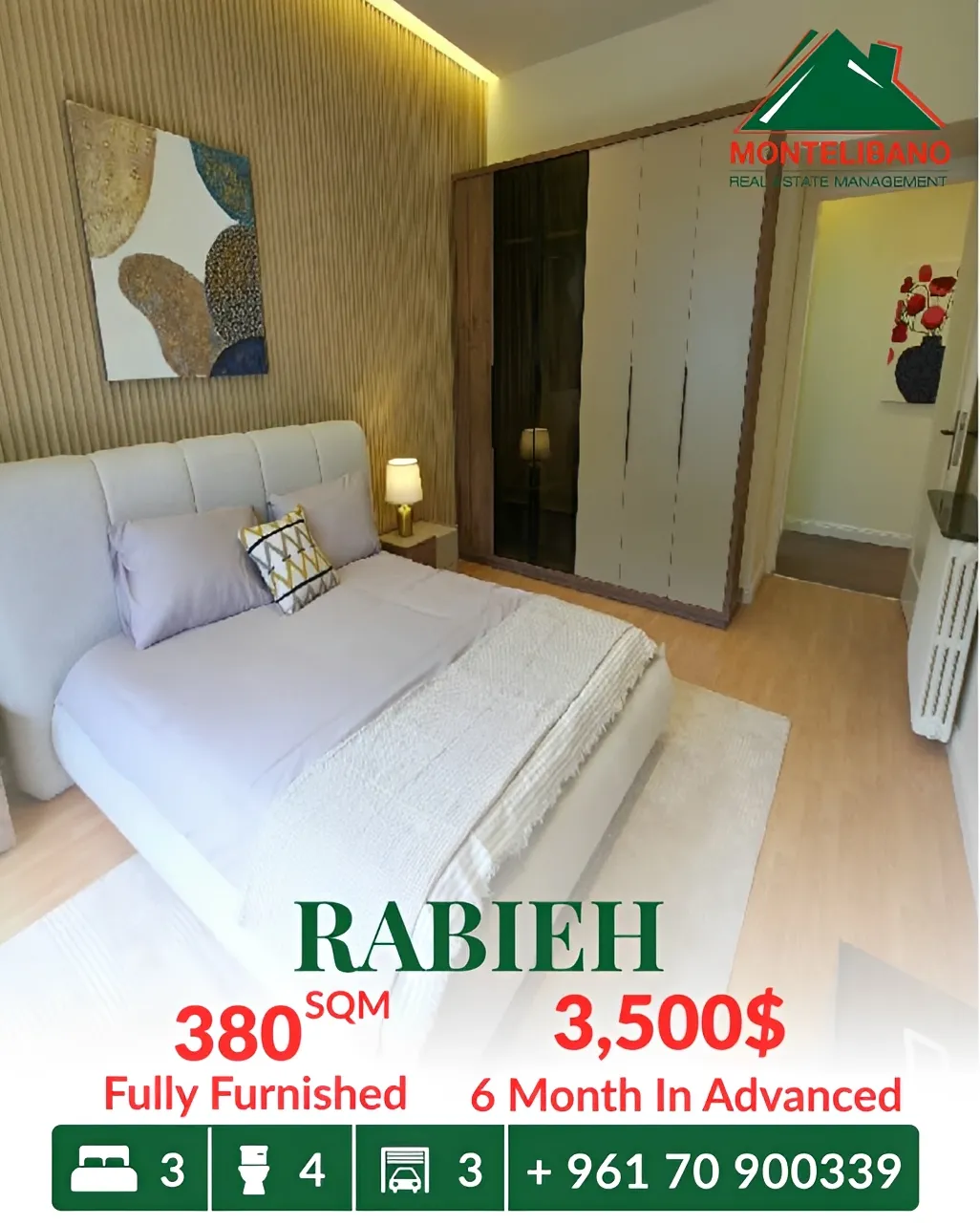 Apartment for rent in Rabieh