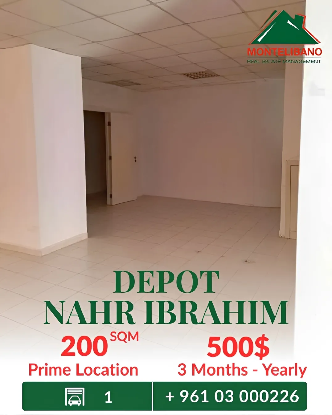 Warehouse for rent in Nahr Ibrahim, Lebanon