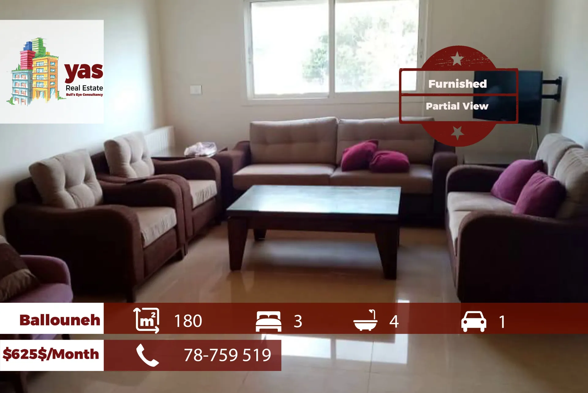 Apartment for Rent in Ballouneh