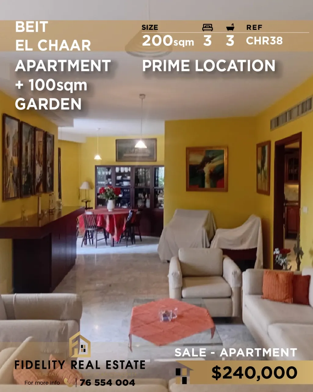 Apartment for sale in Beit El Chaar, Lebanon - 3 bed, 3 bath