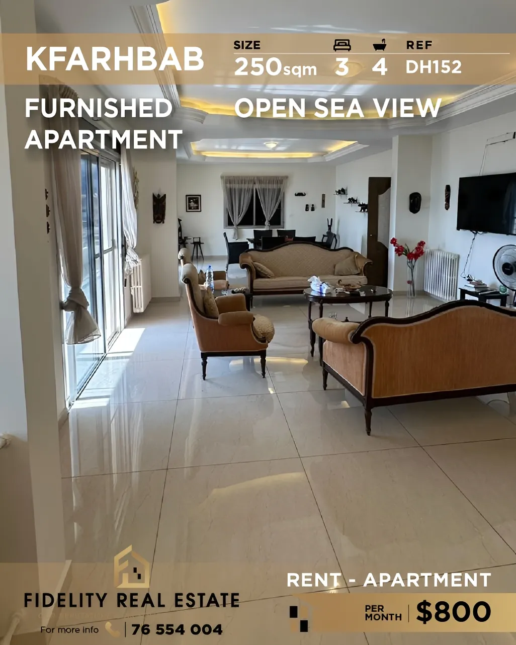 Apartment for rent in Kfar Hbab, Lebanon - 3 bed, 4 bath