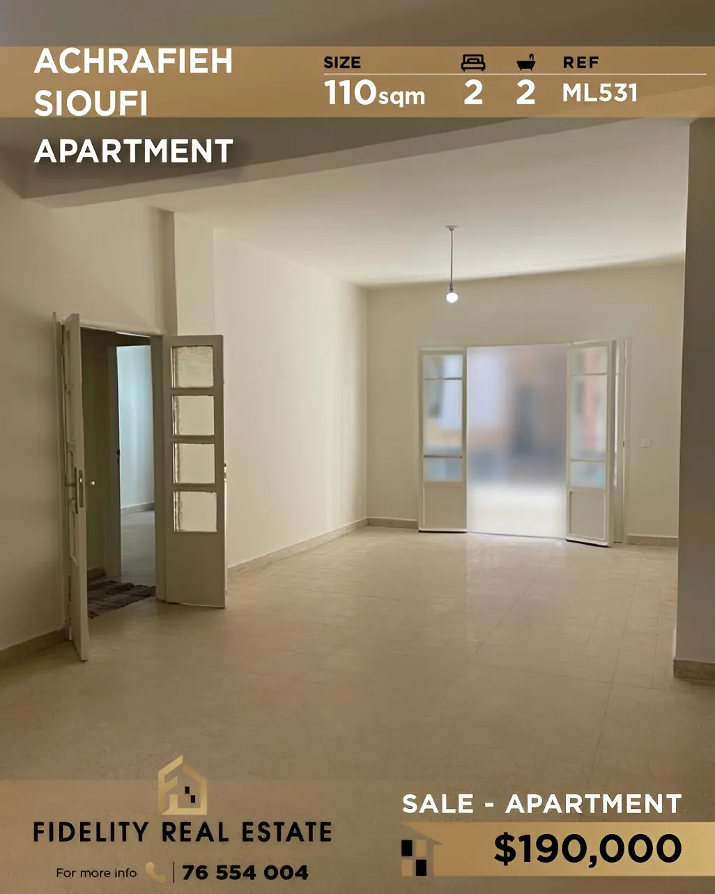 Apartment for sale in Achrafieh, Beirut, Lebanon - 2 bed, 2 bath