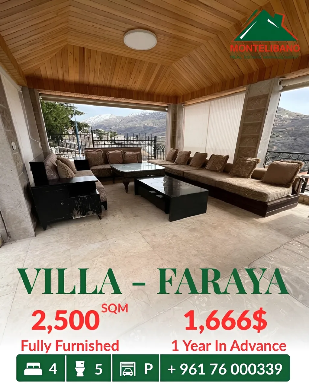 Villa for rent in Faraya, Lebanon - 4 bed, 5 bath