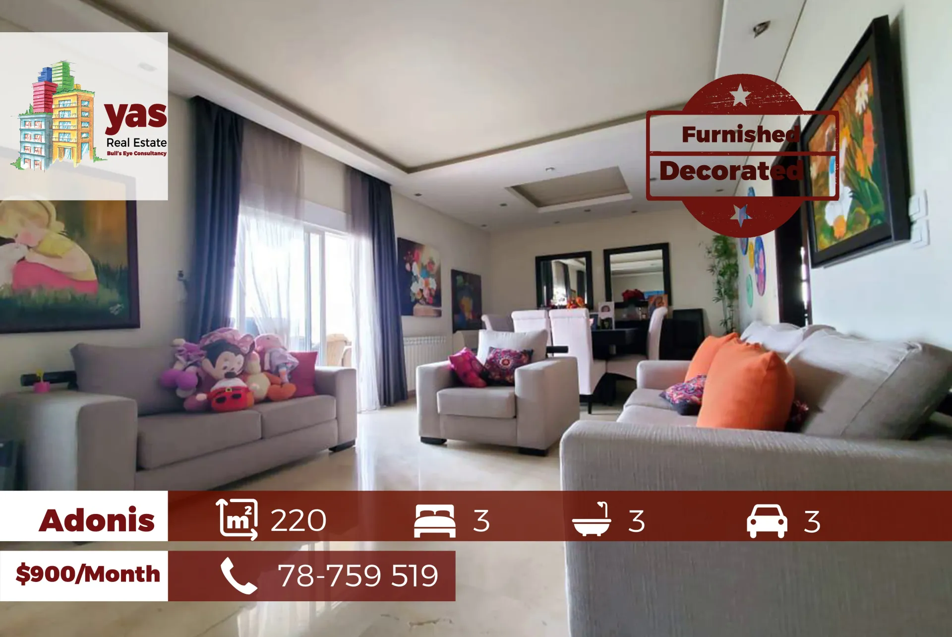 Apartment for Rent in Adonis - 3 bed, 3 bath