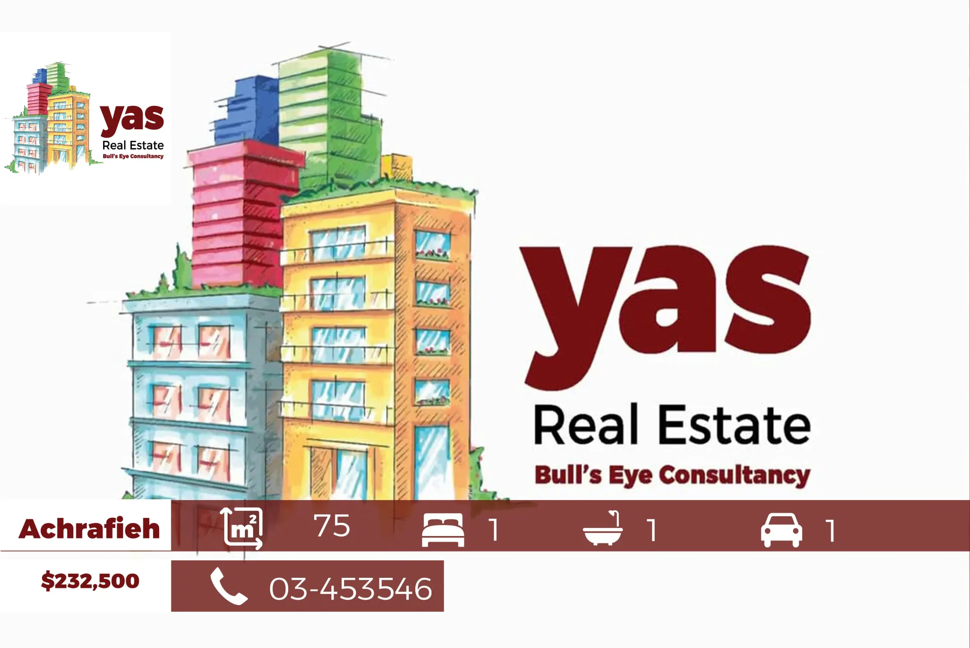 Apartment for Sale in Achrafieh - 1 bed, 1 bath