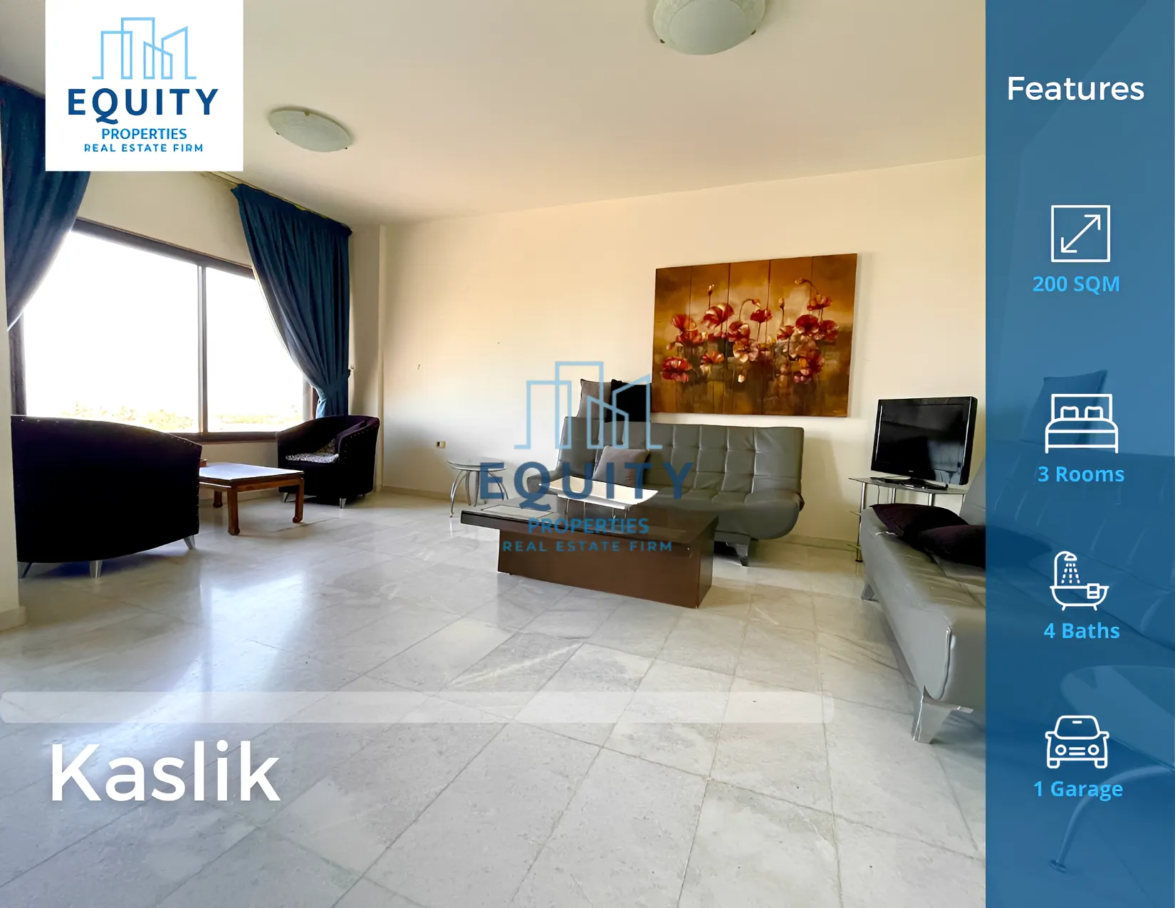 Apartment for Rent in Kaslik - 3 bed, 3 bath