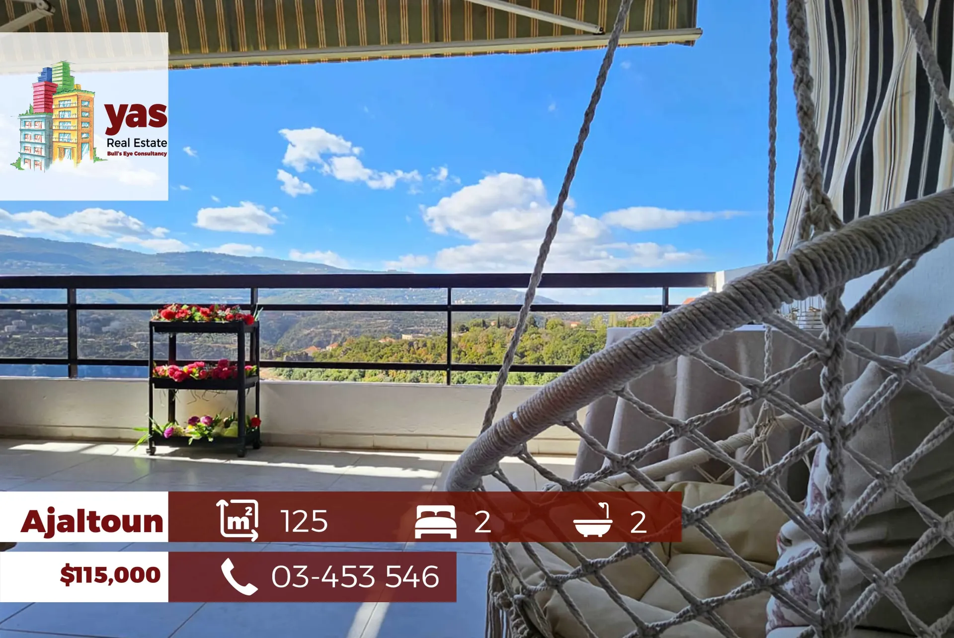 Apartment for Sale in Ajaltoun - 2 bed, 2 bath