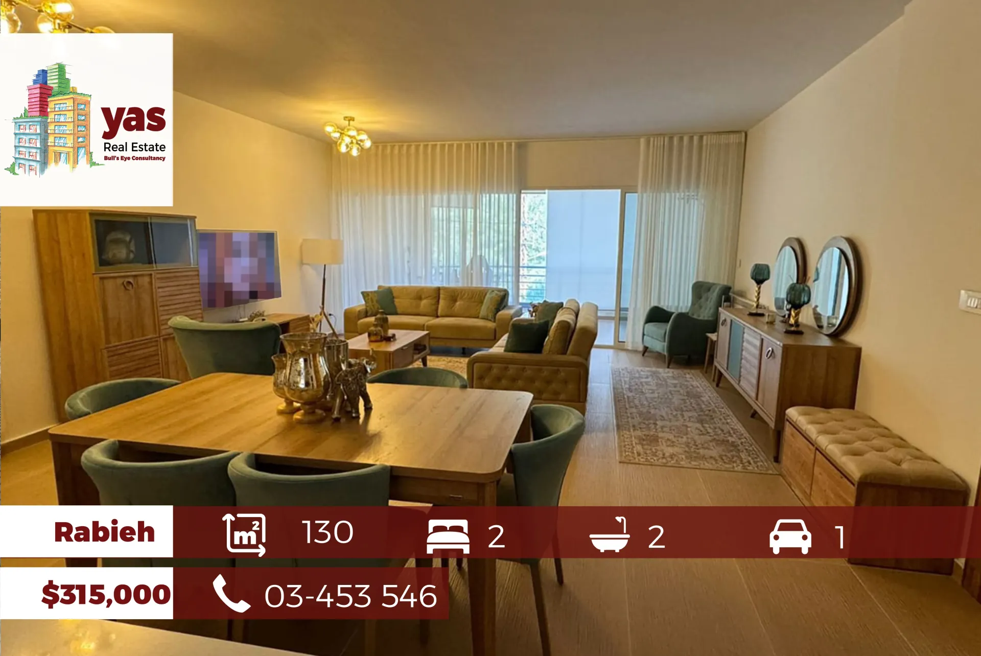 Apartment for Sale in Rabieh - 2 bed, 2 bath